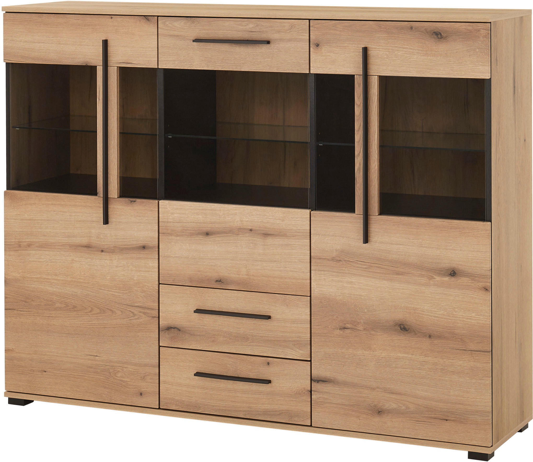 INOSIGN Highboard »Cantara, moderner Schrank, Vitrine in Eiche Dekor oder w günstig online kaufen