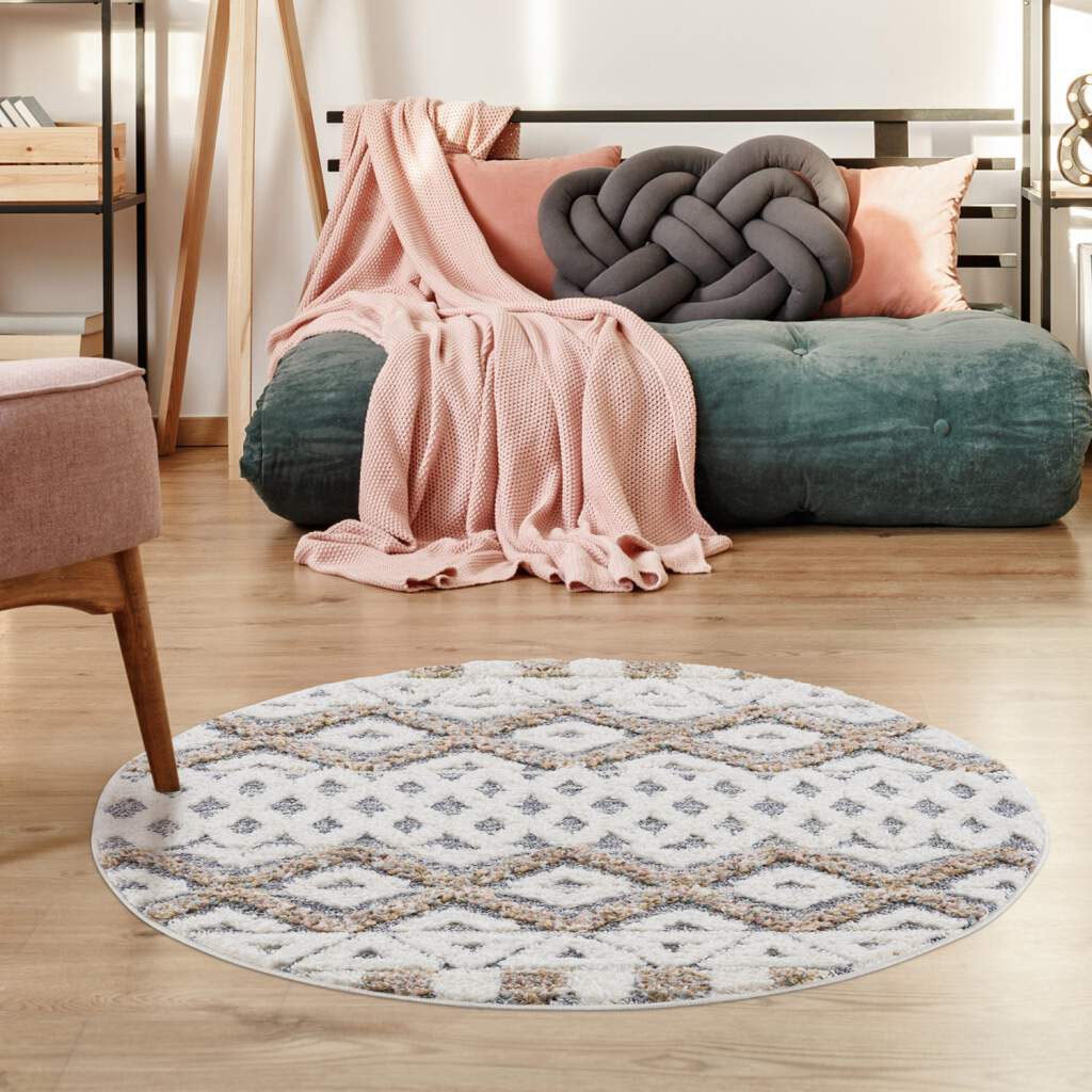 Carpet City Hochflor-Teppich »Focus 3050«, rund, 20 mm Höhe, Boho-Teppich, günstig online kaufen