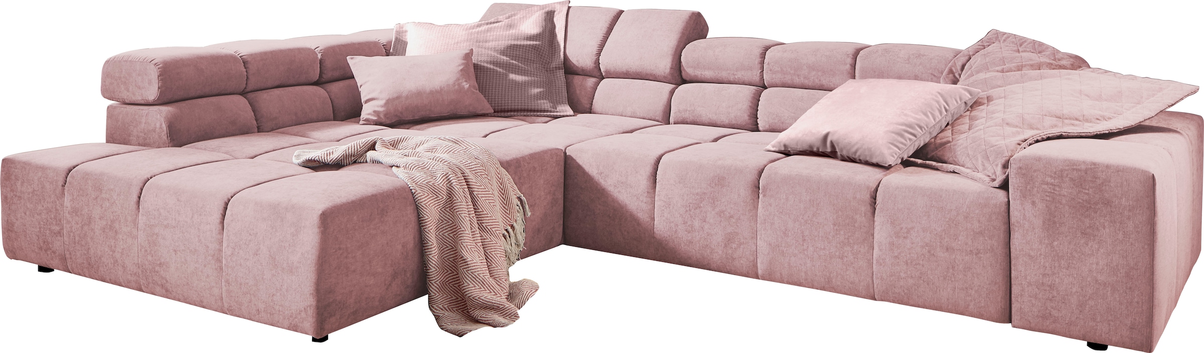 INOSIGN Ecksofa »Ancona incl. Kopfteilverstellung, Breite 319cm, L-Form«, wahlweise motorische Sitztiefenverstellung, auch in Cord + Easy Care