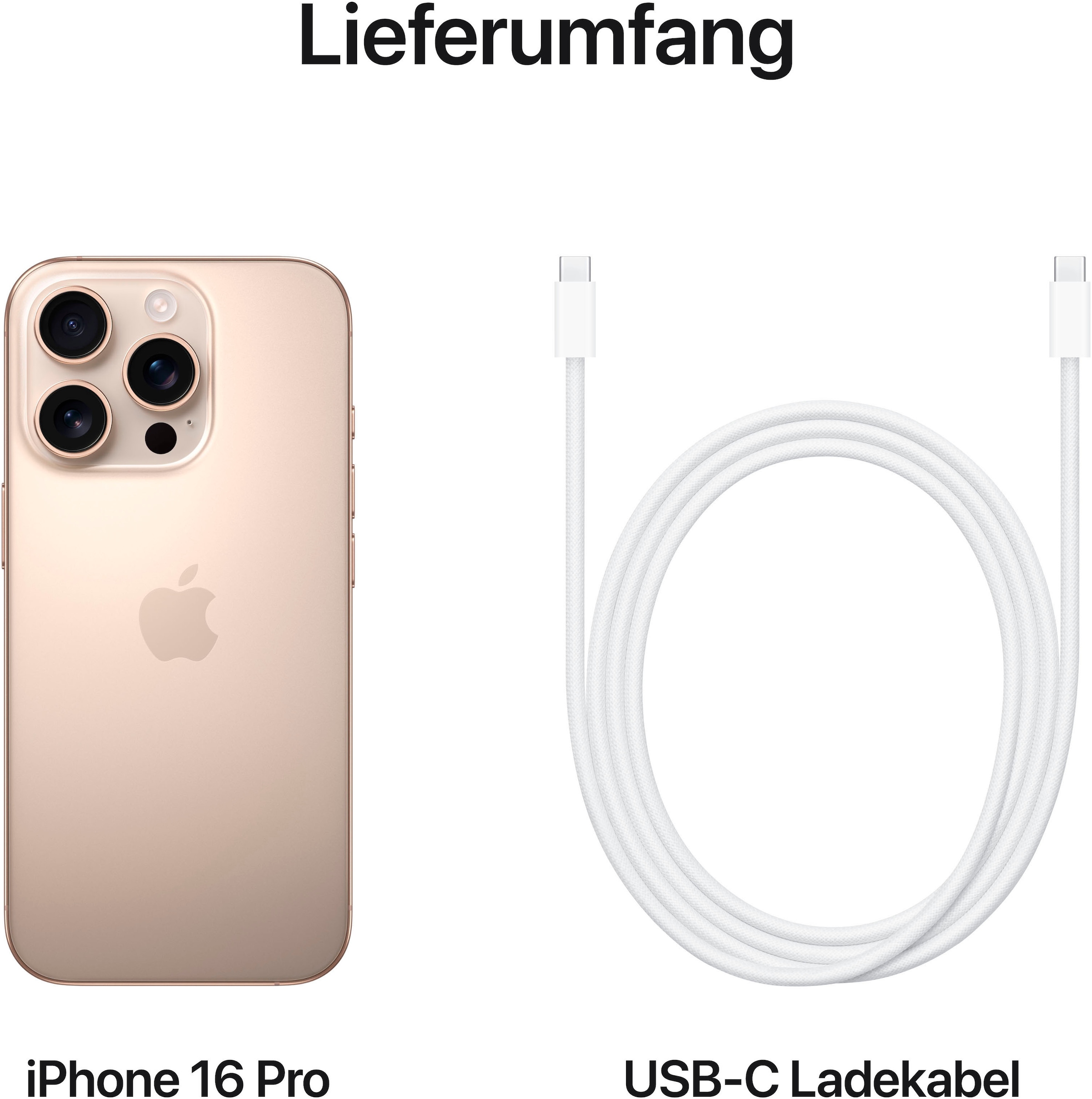 Apple Smartphone »iPhone 16 Pro«, Titan Wüstensand, 15,9 cm/6,3 Zoll, 256 GB Speicherplatz, 48 MP Kamera