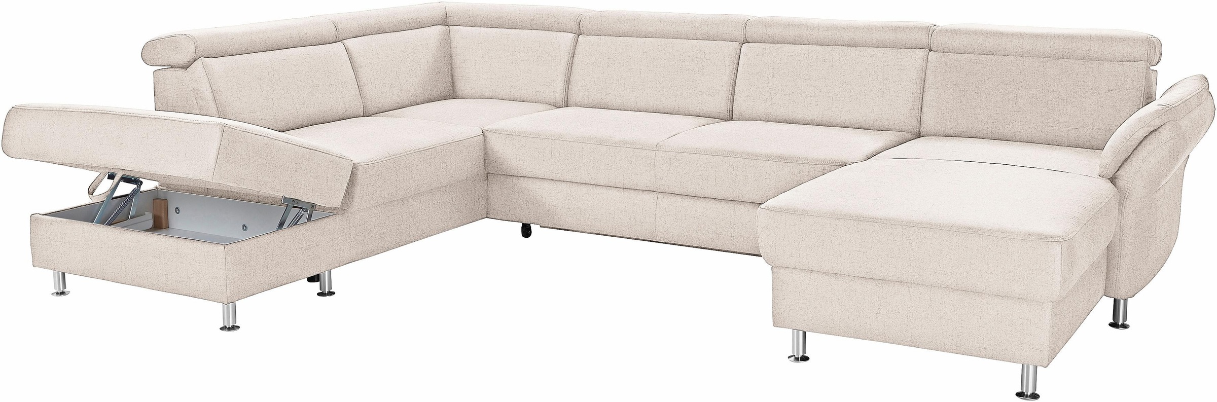 sit&more Wohnlandschaft »Avignon U-Form«, wahlweise mit Bettfunktion und Stauraum, inklusive Kopfteilverstellung