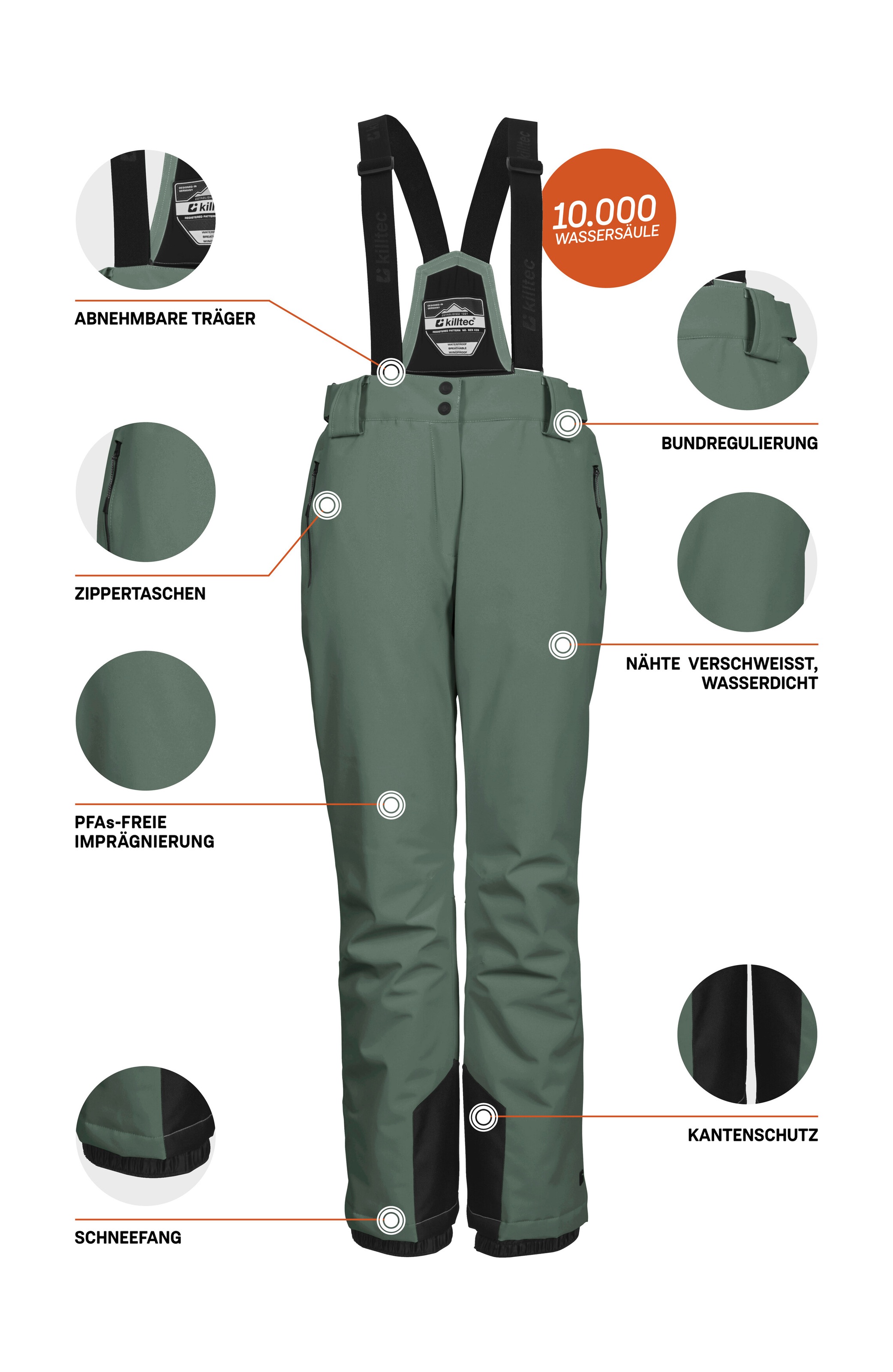 Killtec Skihose »KSW 249 WMN SKI PNTS«, Wasser- und winddicht, abnehmbare Träger, verstellbare Taille