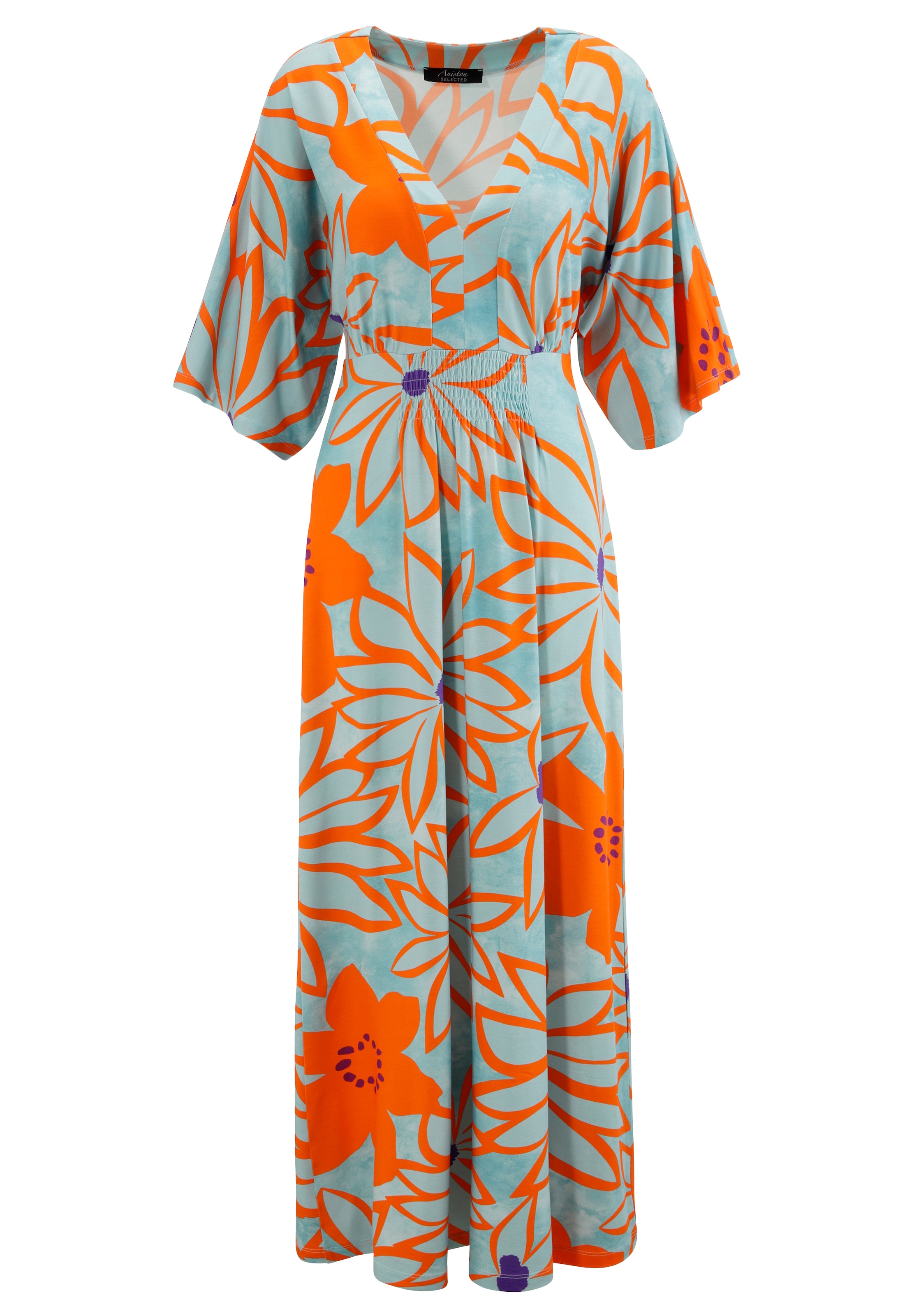 Aniston SELECTED Maxikleid, mit weiten, 3/4-langen Ärmeln