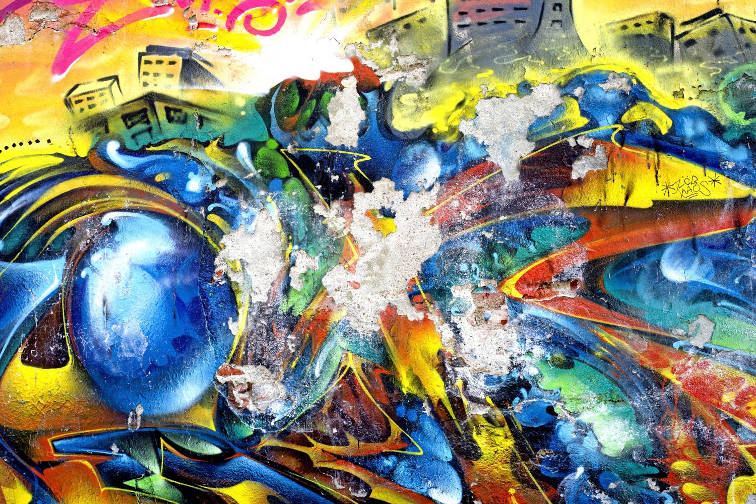 queence Acrylglasbild »Kunstwerk« Abstrakt   Gebäude   Graffiti   Kunst Fin günstig online kaufen