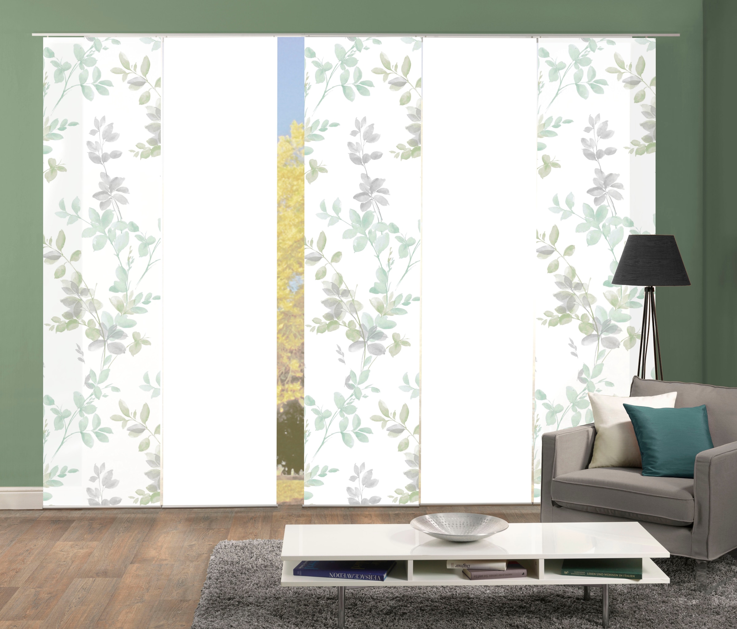 HOME WOHNIDEEN Schiebegardine »5er SET«, (5 St.), Schiebevorhang Digidruck 5er Set AYLA