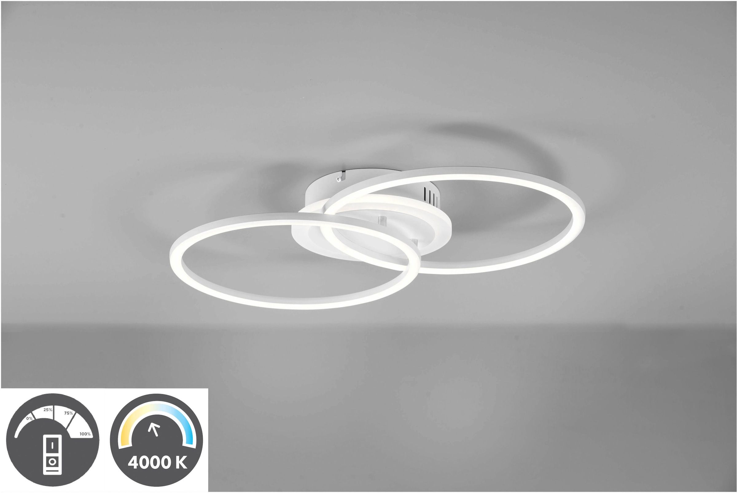 TRIO Leuchten LED Deckenleuchte online dimmbar, cm 4000K, bestellen Lumen flammig-flammig, Memoryfunktion, 3000 neutralweiß 30x50 »Venida«, 25W, 1
