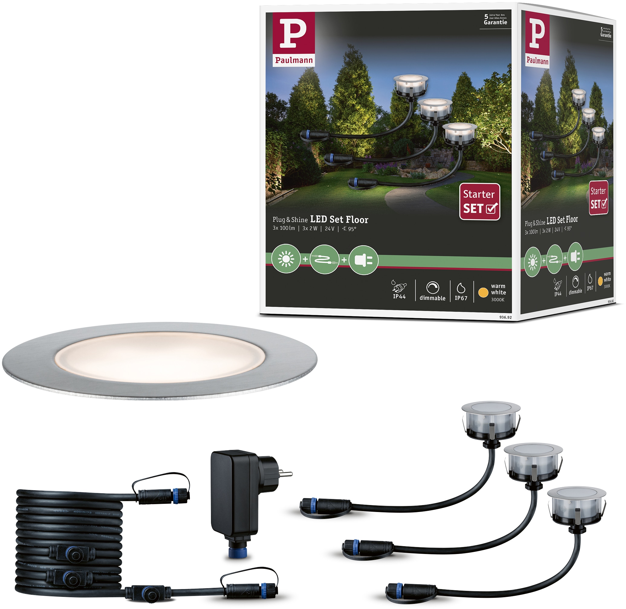 Paulmann LED Einbauleuchte »Plug & Shine«, 3 flammig-flammig, LED-Modul,  IP65 3000K auf Raten kaufen | Solarleuchten