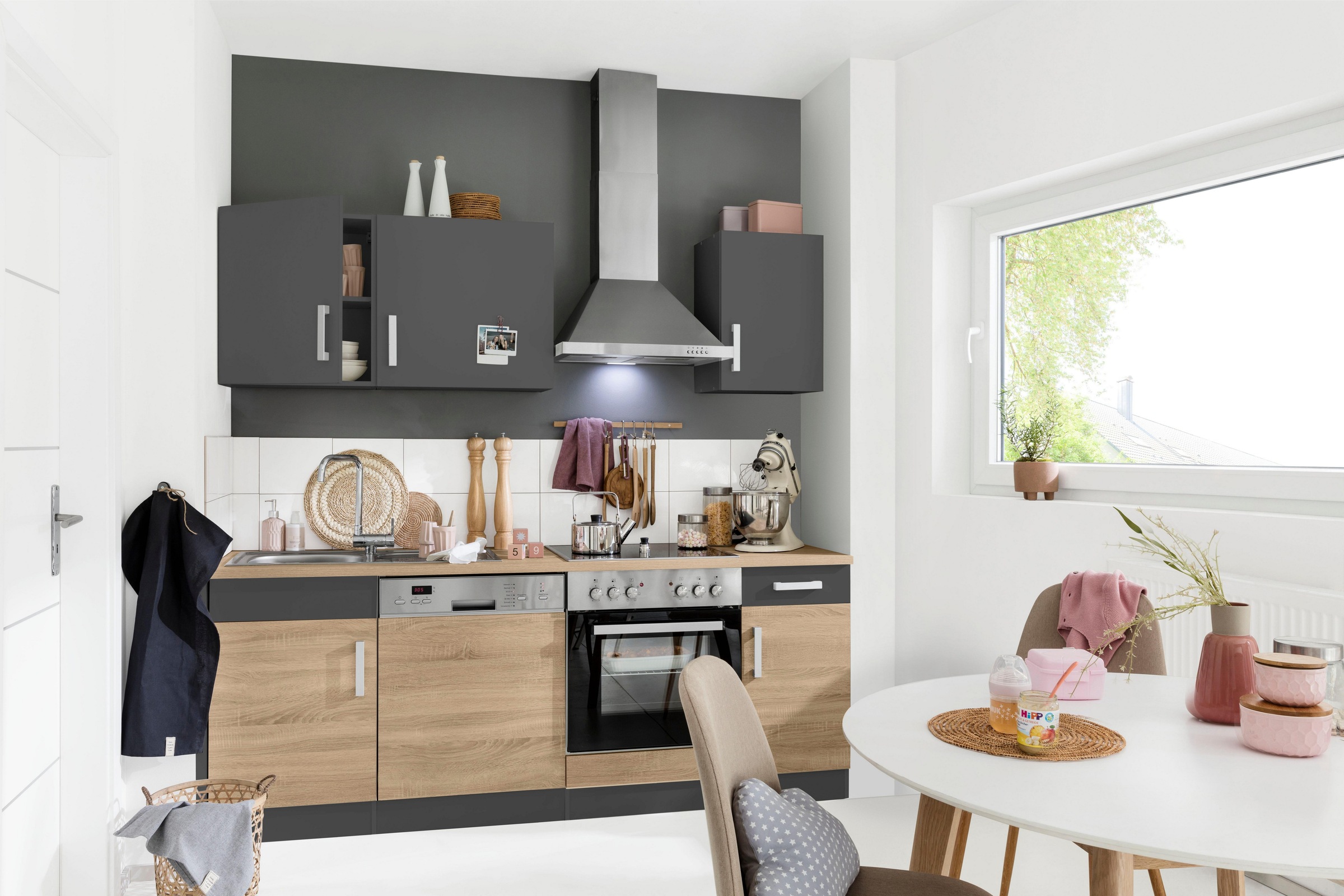 KOCHSTATION "KS-Gera" Breite 210 cm, wahlweise mit E-Geräten, mit Arbeitspl günstig online kaufen