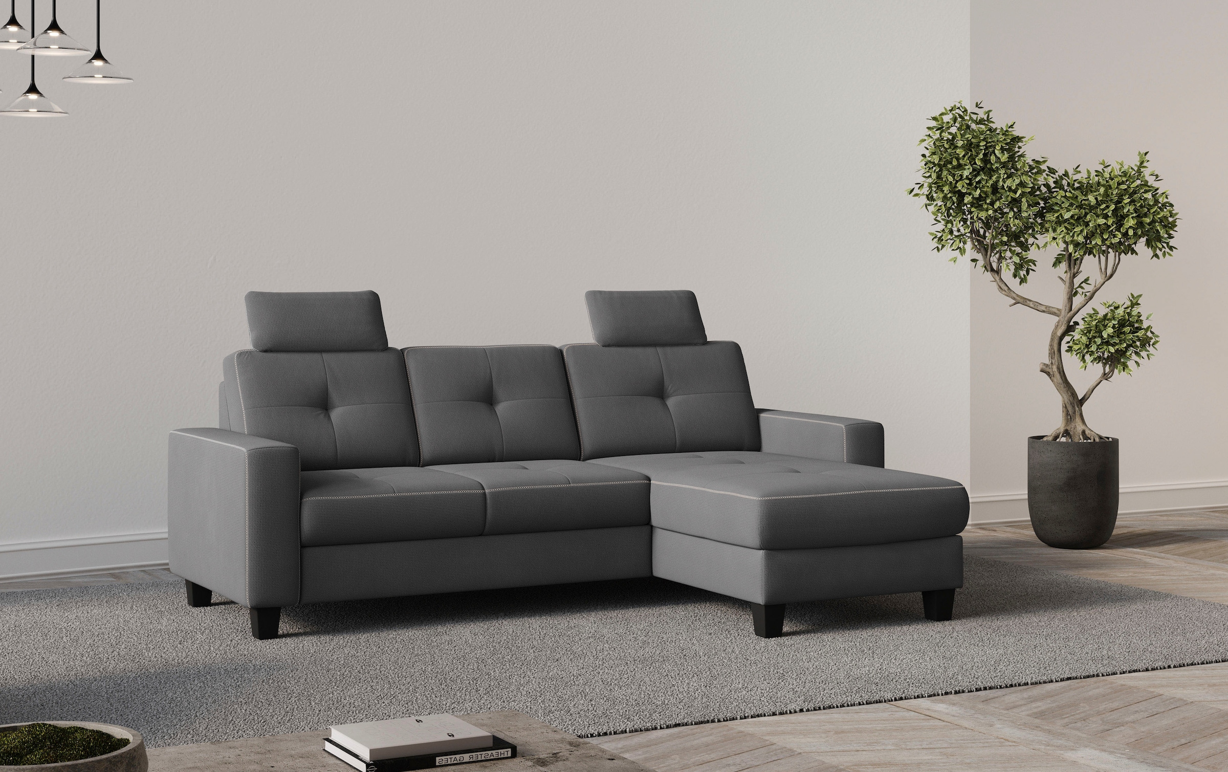 Places of Style Ecksofa »Varese L-Form«, wahlweise mit Bettfunktion und Bet günstig online kaufen