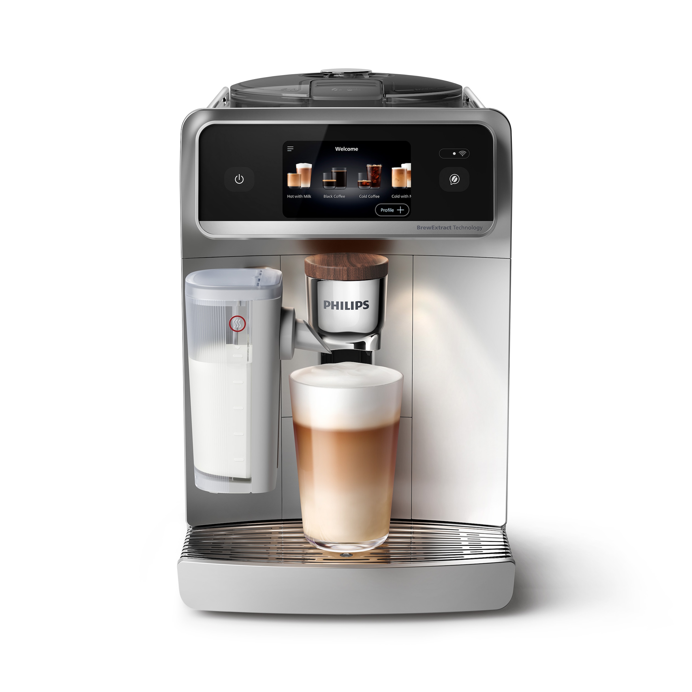 Philips Kaffeevollautomat »EP8757/20 8000 Series Café Aromis, 50 Getränke (heiß oder eisgekühlt)« über 50 heiße und kalte Getränke, mit LatteGo Pro-Milchsystem, Silber