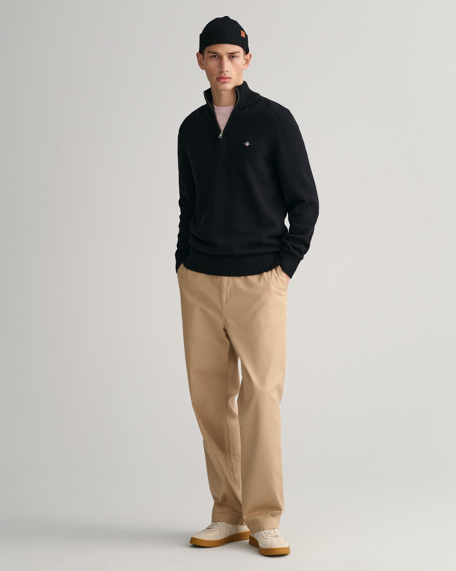 Gant Troyer »CASUAL COTTON HALF ZIP« mit grafischer Logostickerei auf der Brust