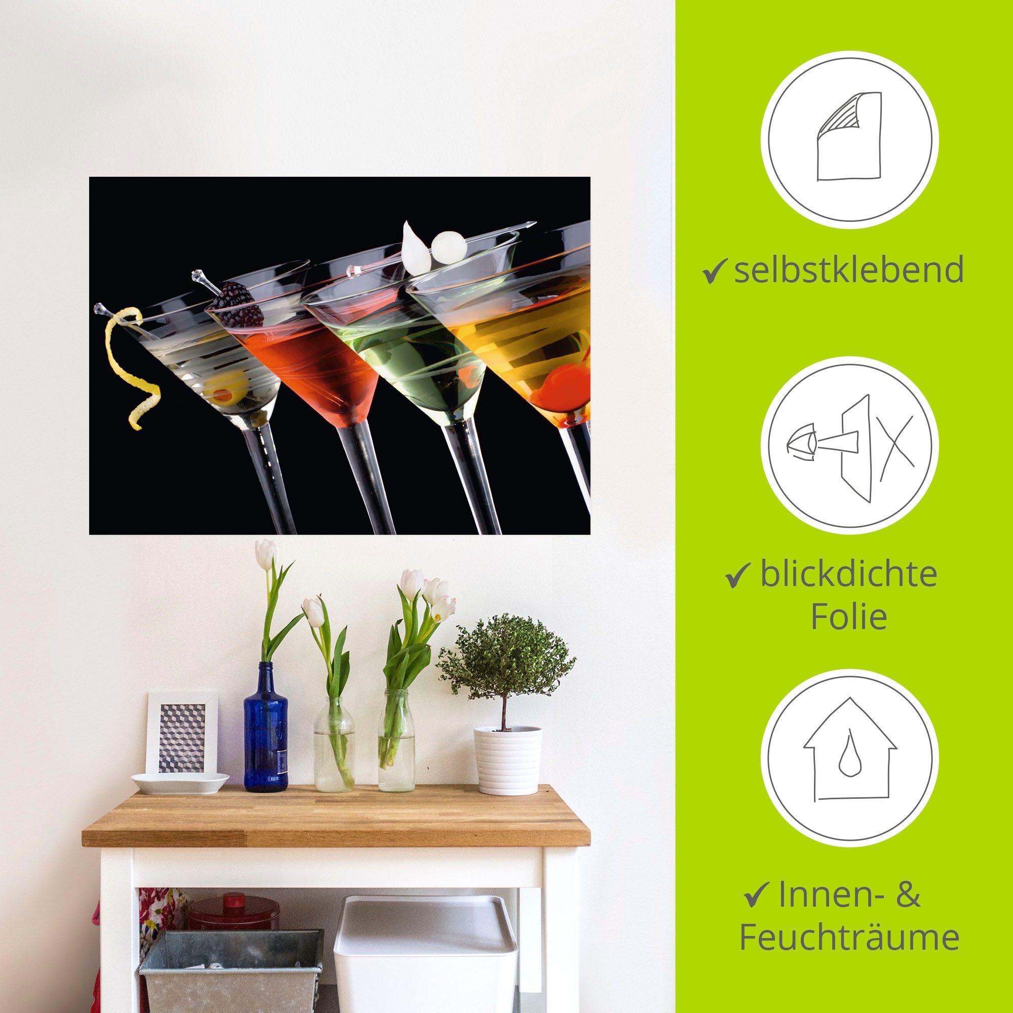 Artland Wandbild »Klassische Martini - Cocktail«, Getränke, (1 St.), als Leinwandbild, Poster, Wandaufkleber in verschied. Größen