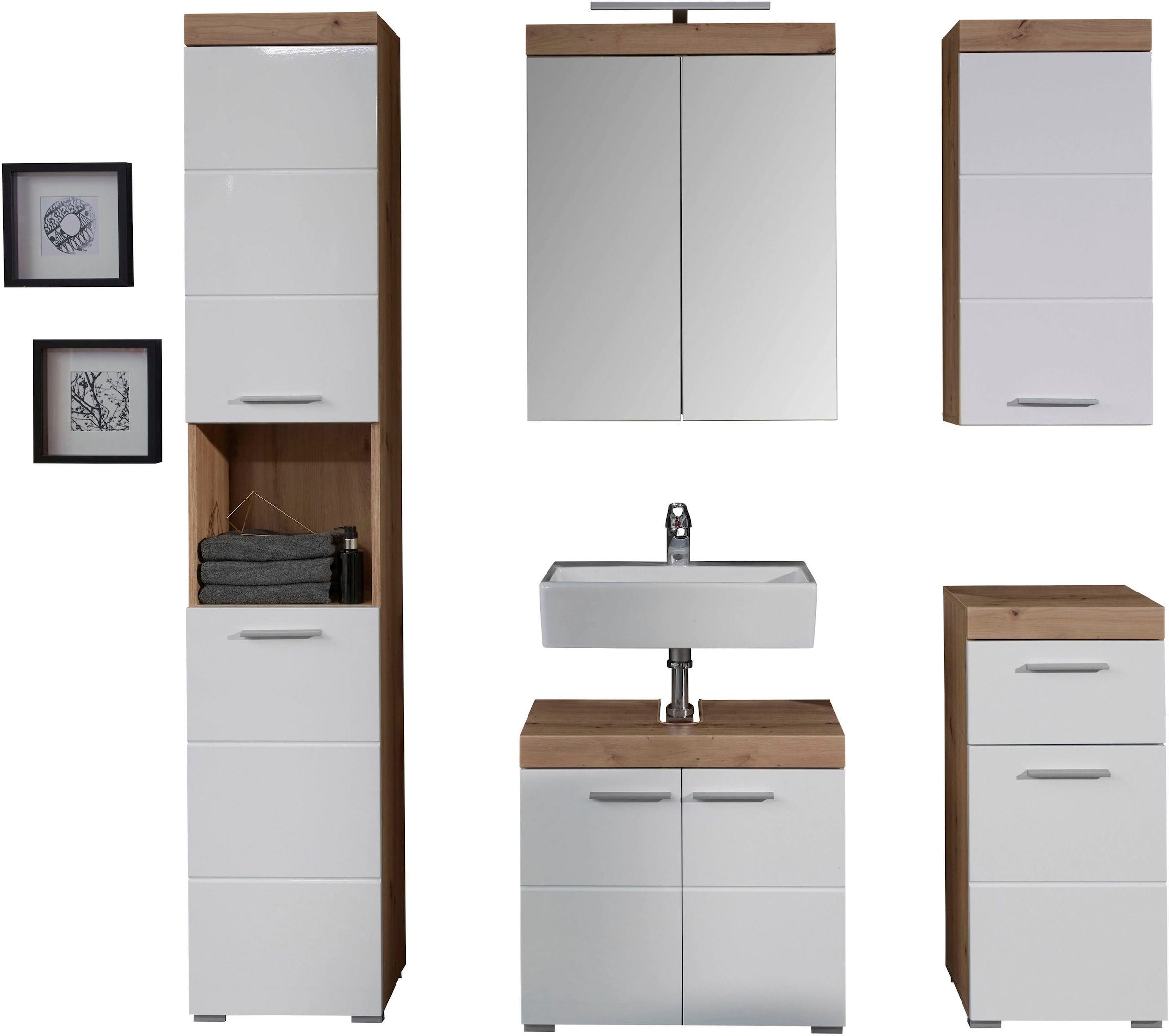 INOSIGN Badmöbel-Set »Avena«, (Set, 5 St.), Badezimmermöbel in verschiedenen Farben - Maße (B/T/H) 163/34/190 cm