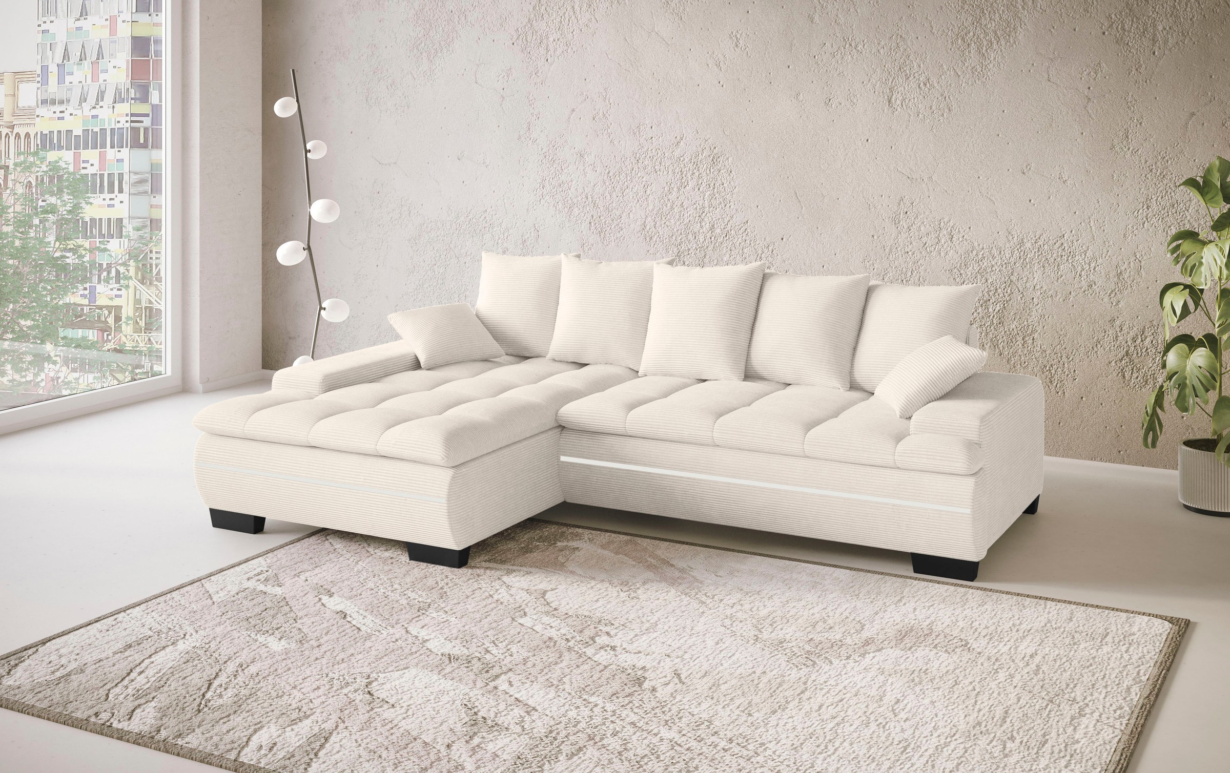 Mr. Couch Ecksofa »Haiti II, L-Form«, RGB-LED Beleuchtung, Kaltschaum, wahlweise mit Bett, Bettkasten