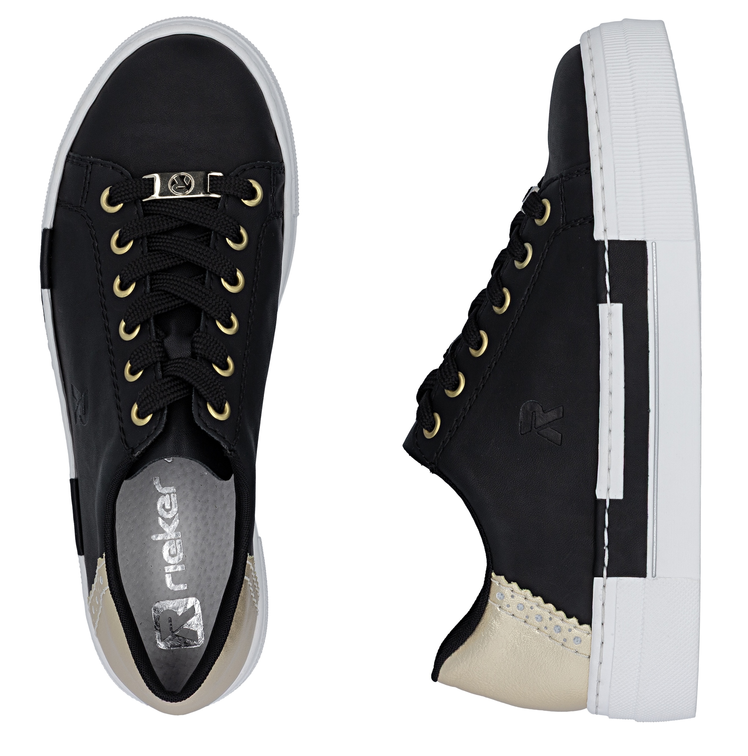 Rieker Plateausneaker  mit Metallic-Fersenkappe, Freizeitschuh, Halbschuh, Schnürschuh