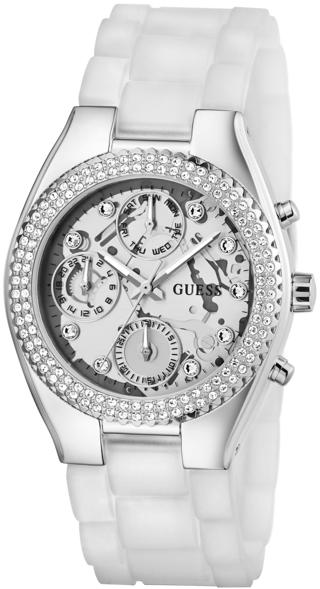 Guess Multifunktionsuhr »JELLY«, Quarzuhr, Armbanduhr, Damenuhr, Datum, 12/24-Std.-Anzeige