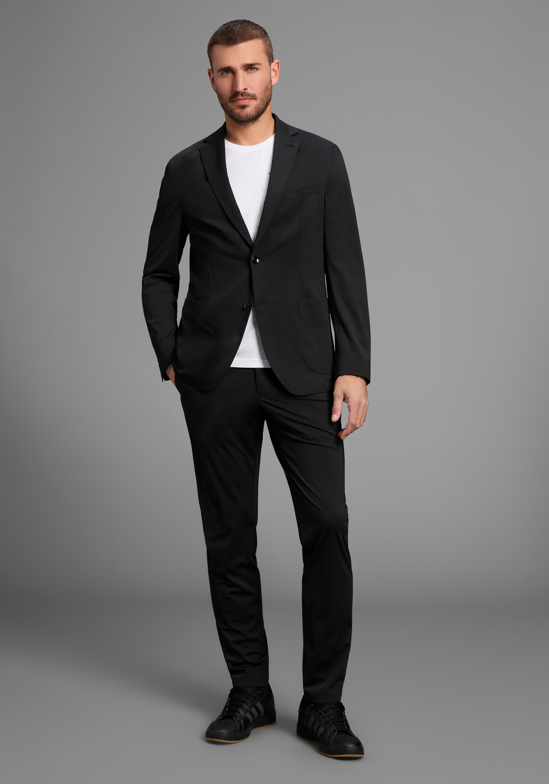 BRUNO BANANI Anzug »Packable Suit, Anzug« Sakko & Hose, 2 tlg. slim fit perfekt für Reisen! immer Top gestylt ohne Knitterfalten schwarz 46 46...