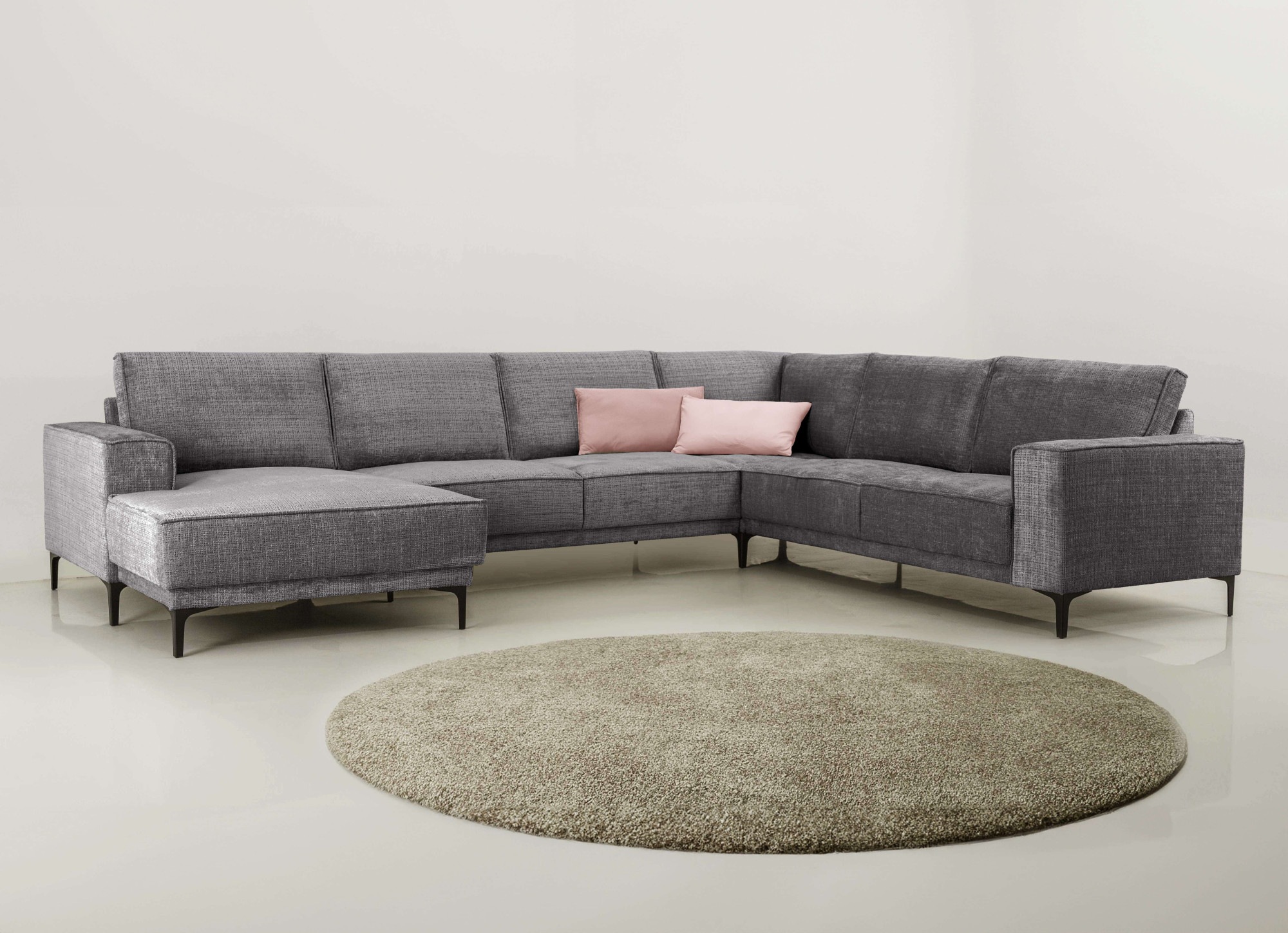 PLACES OF STYLE Wohnlandschaft »XXL Sofa Oland, Struktur, Flachgewebe, Luxu günstig online kaufen