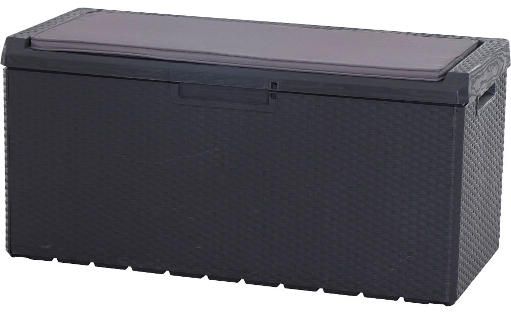 Siena Garden Kissenbox »Portonovo«, 350 L, Rattan/Holzoptik, Kunststoff, anthrazit, inkl. Sitzkissen