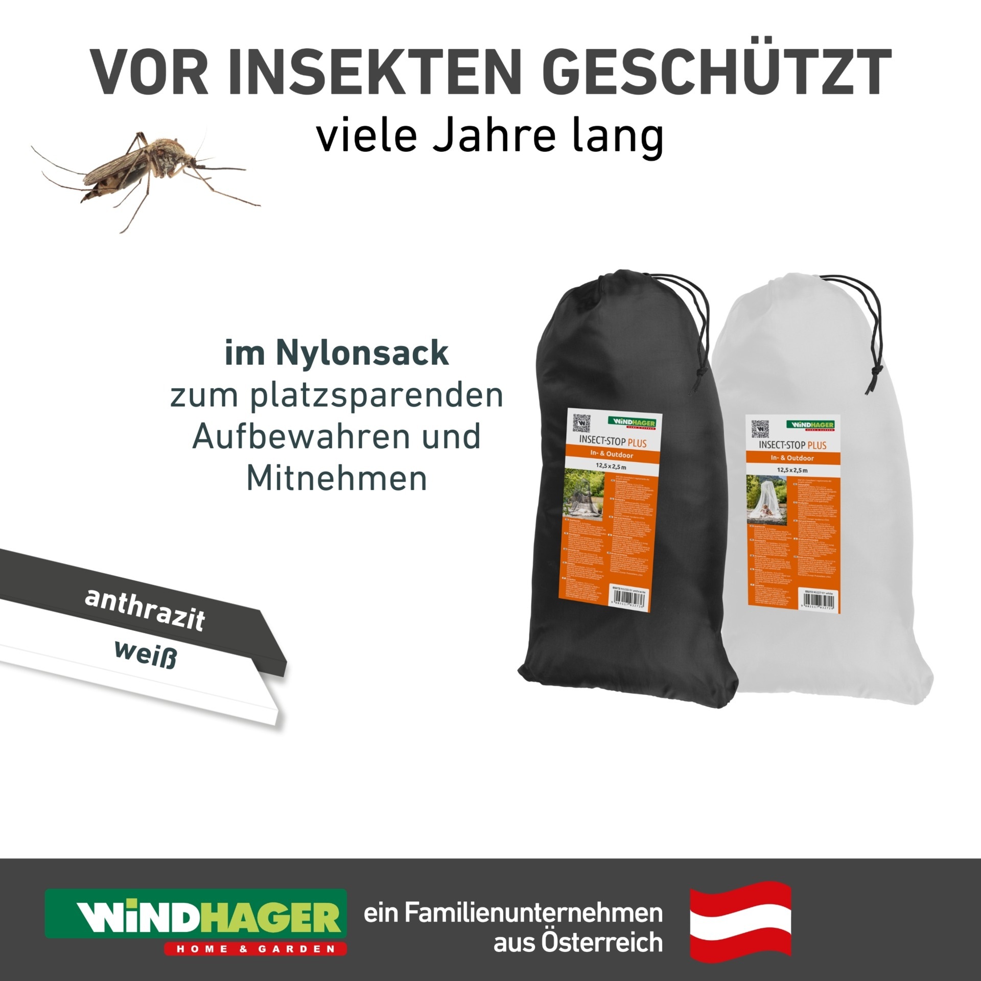 Windhager Moskitonetz »für Einzel- und Doppelbetten, Fliegengitter Indoor, Outdoor geeignet« 1 Stk. tlg. Insektenschutz 250x1250cm, Mückenvorhang erhältlich in anthrazit, weiß