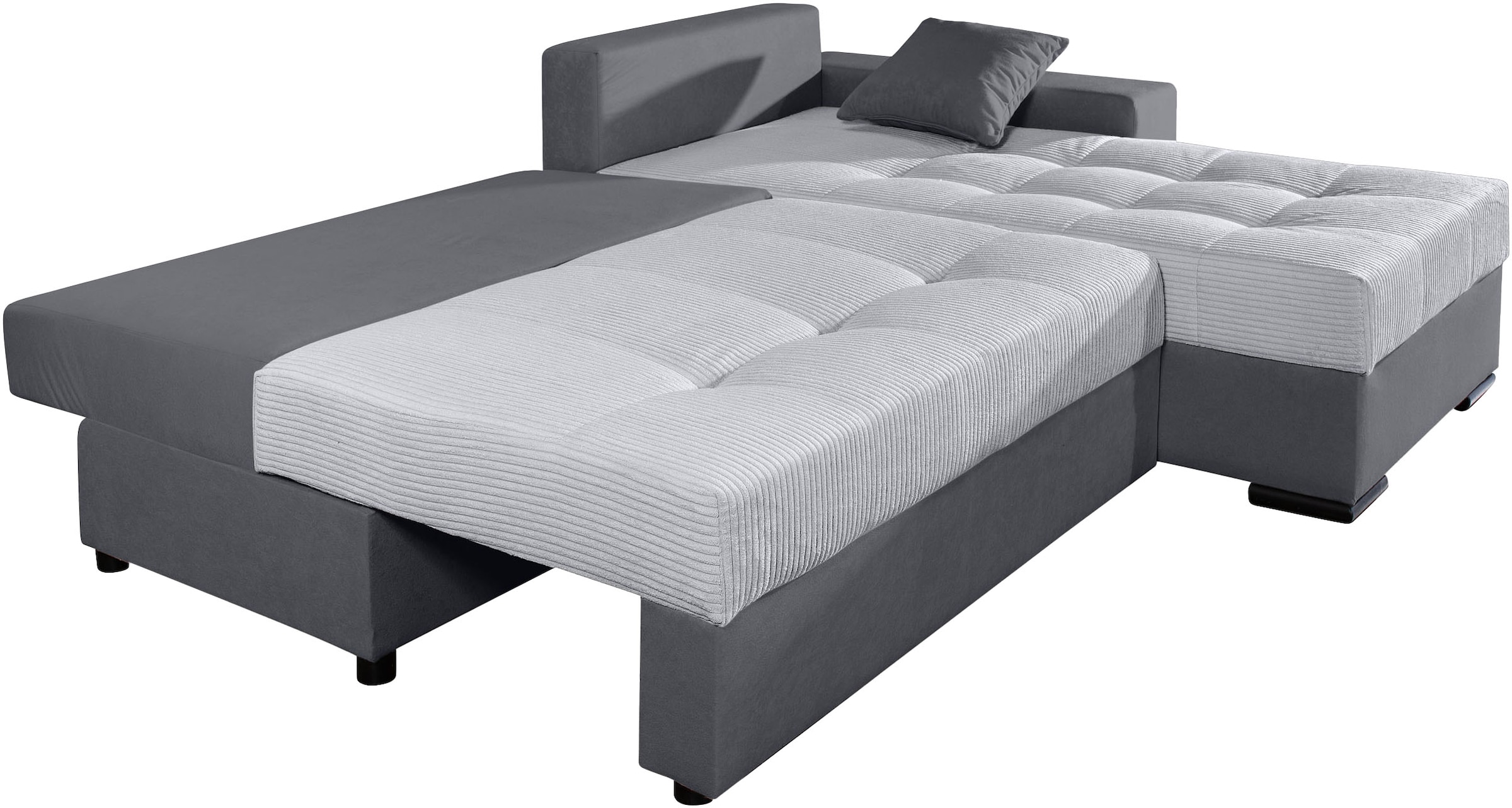 COLLECTION AB Ecksofa »Josy L-Form, B: 214 cm in Cord, Cord-Mix« mit Bettfunktion, Bettkasten & 2 Zierkissen, Federkern