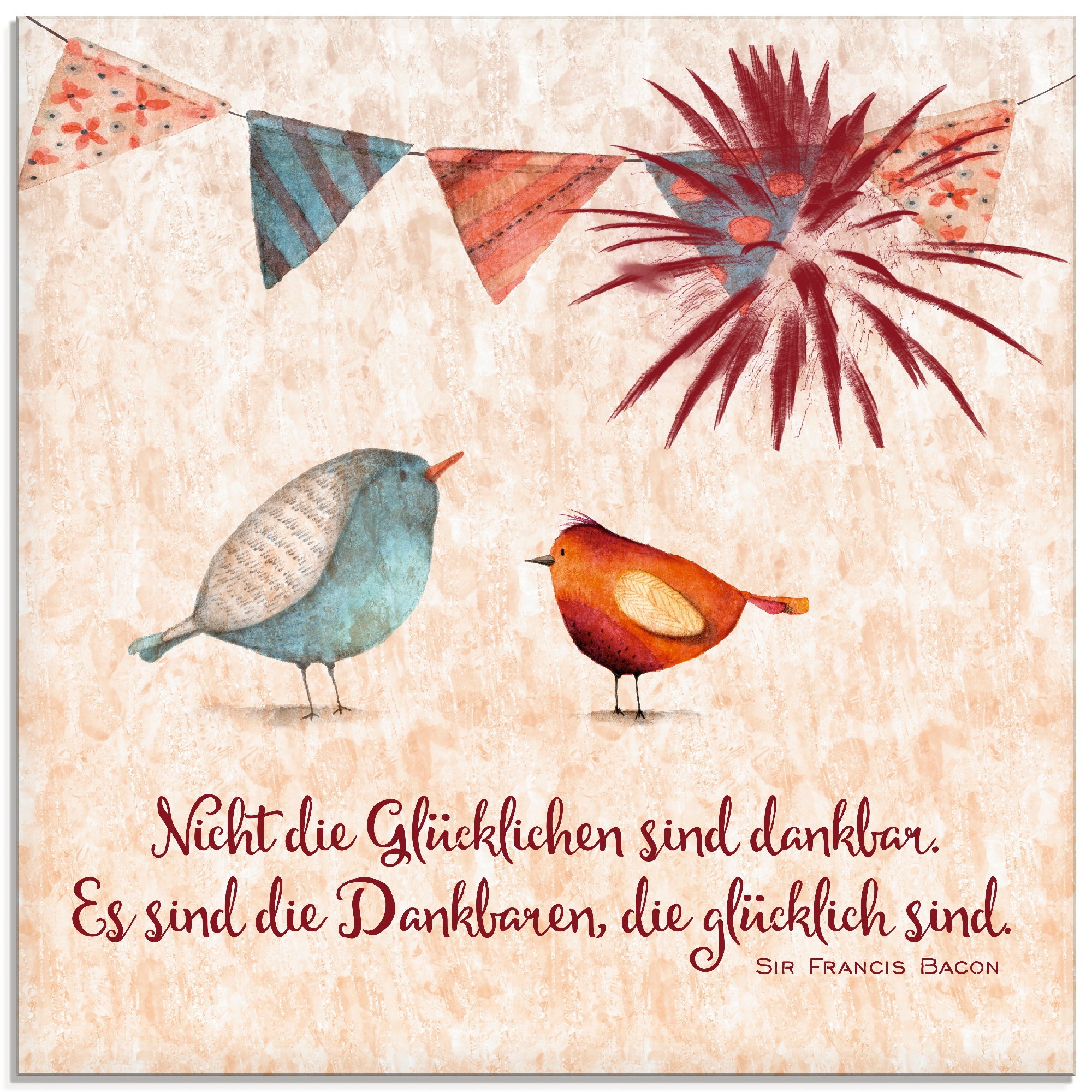 Artland Glasbild »Lebensweisheit Glücklich« Tiere 1 Stk. tlg. in verschiede günstig online kaufen