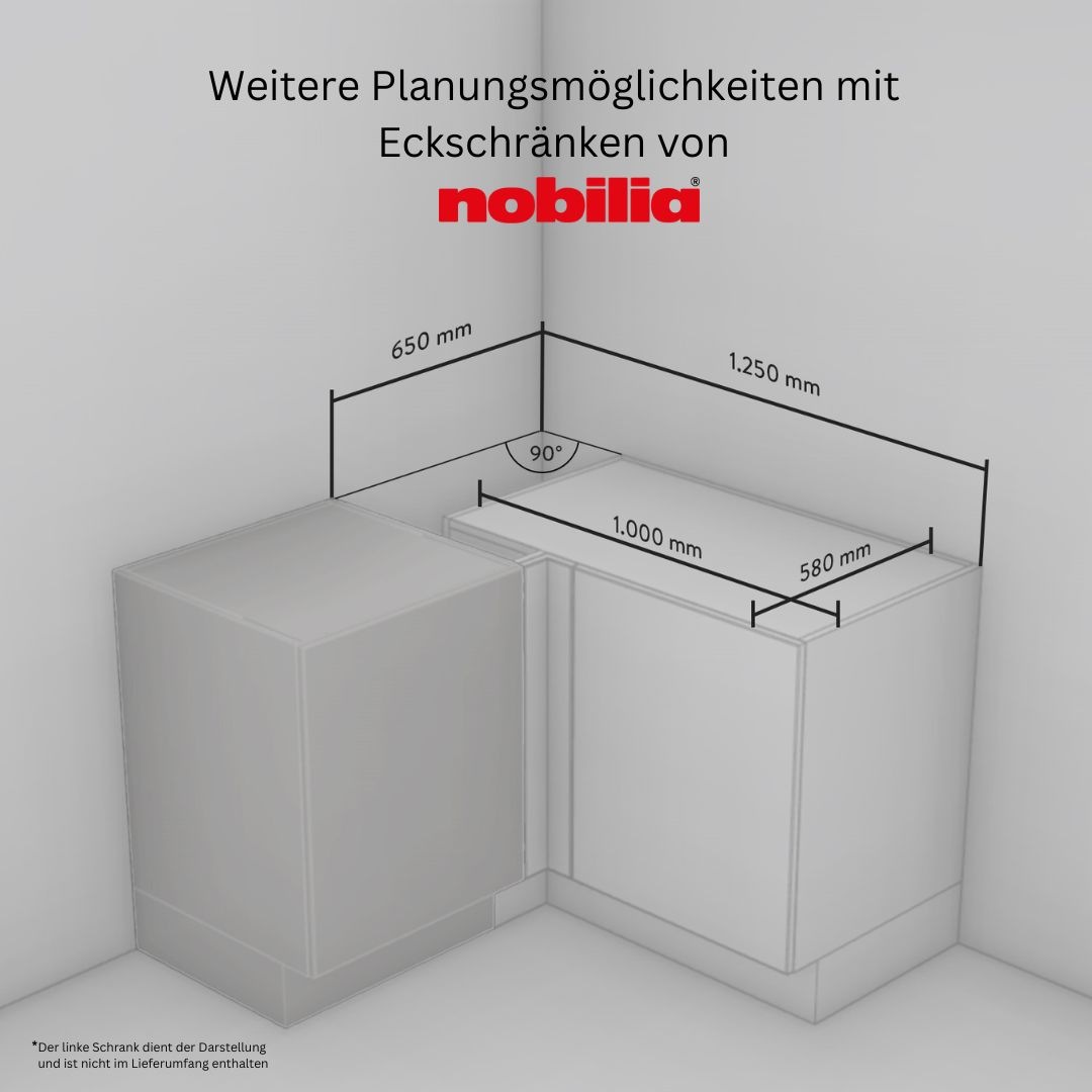 nobilia® Eckunterschrank »"Riva", vormontiert« mit höhenverstellbaren Sockelfüßen, Breite 100 cm