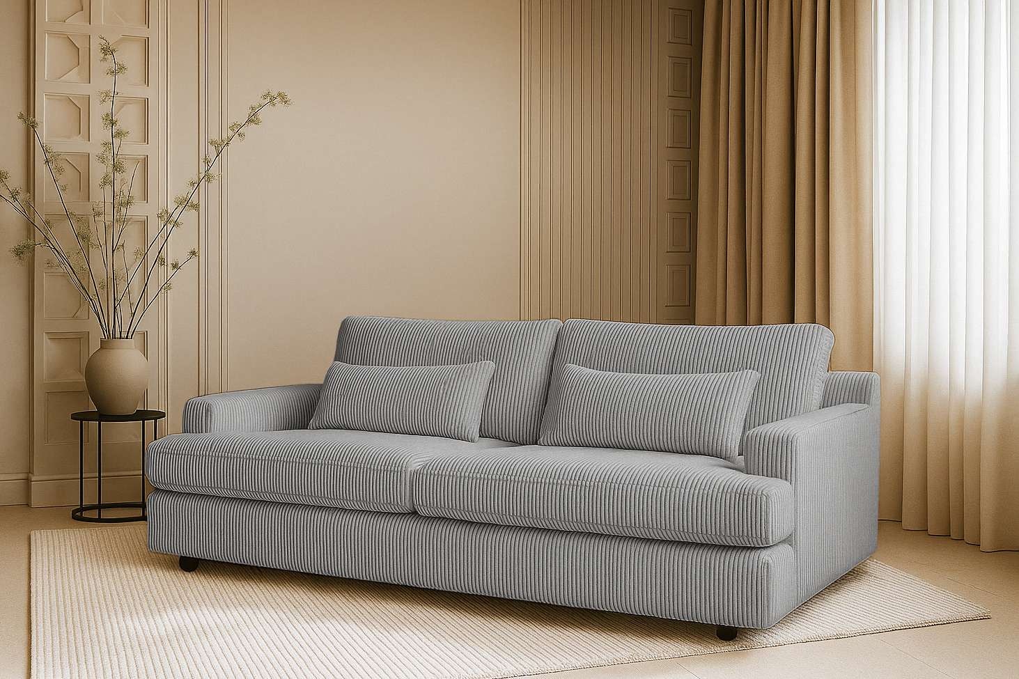 Home affaire Big-Sofa »Evelle 3 Sitzer Maxi«, 237 cm, tiefe Sitzfläche, Lounge-Sitzkomfort, Struktur, Breitcord