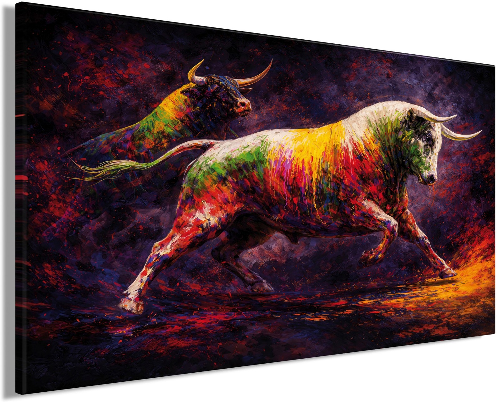 Bönninghoff Bild »BUNTER STIER 78x118 cm – Leinwandbild Keilrahmen Deko modern«