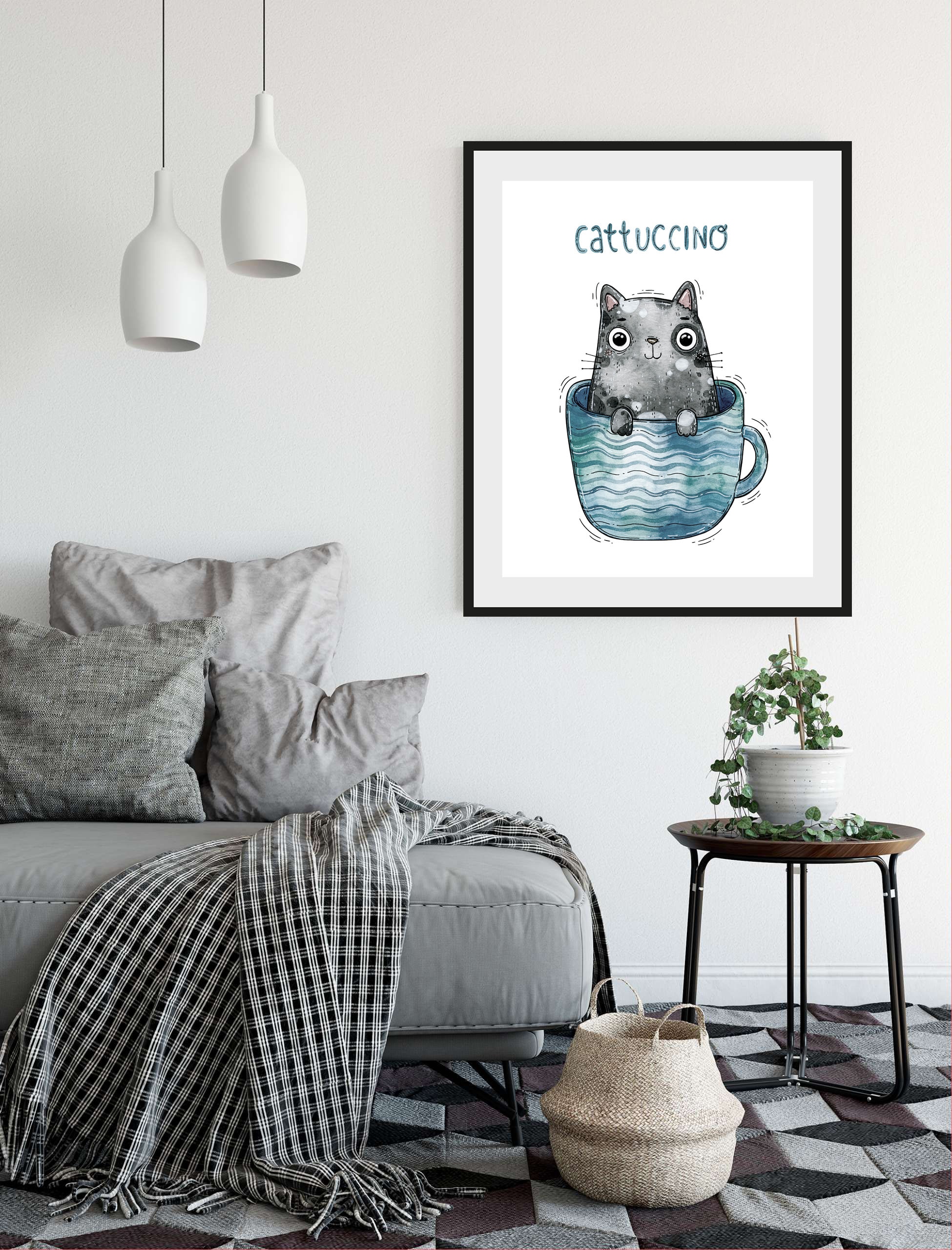 queence Bild »Cattucino«, Katze-Humor-Schriftzug-Kaffee-Kaffee Bilder, (1 S günstig online kaufen