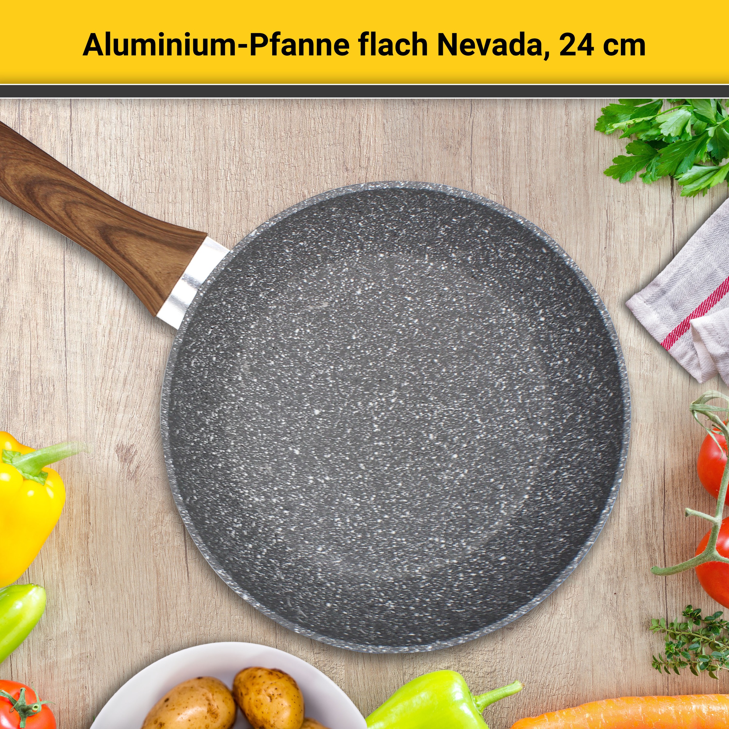 Krüger Bratpfanne »Aluminium Pfanne NEVADA flach«, Aluminium, (1 tlg.), für Induktions-Kochfelder geeignet