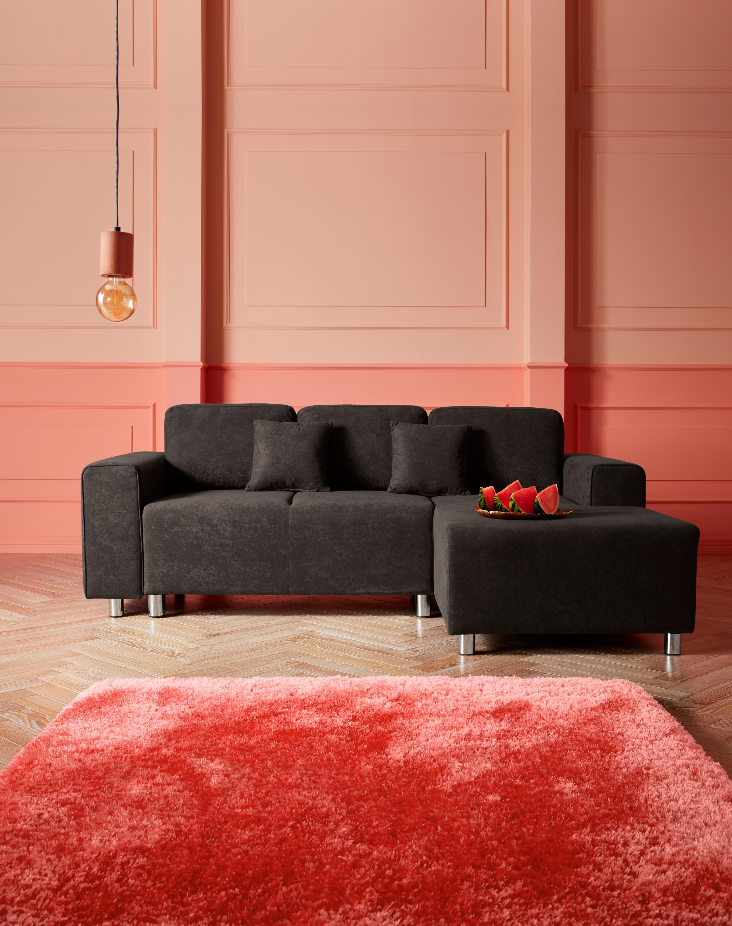 Guido Maria Kretschmer Home&Living Ecksofa »Györ«, L-Form, wahlweise mit Bettfunktion und Bettkasten incl. 2 Zierkissen
