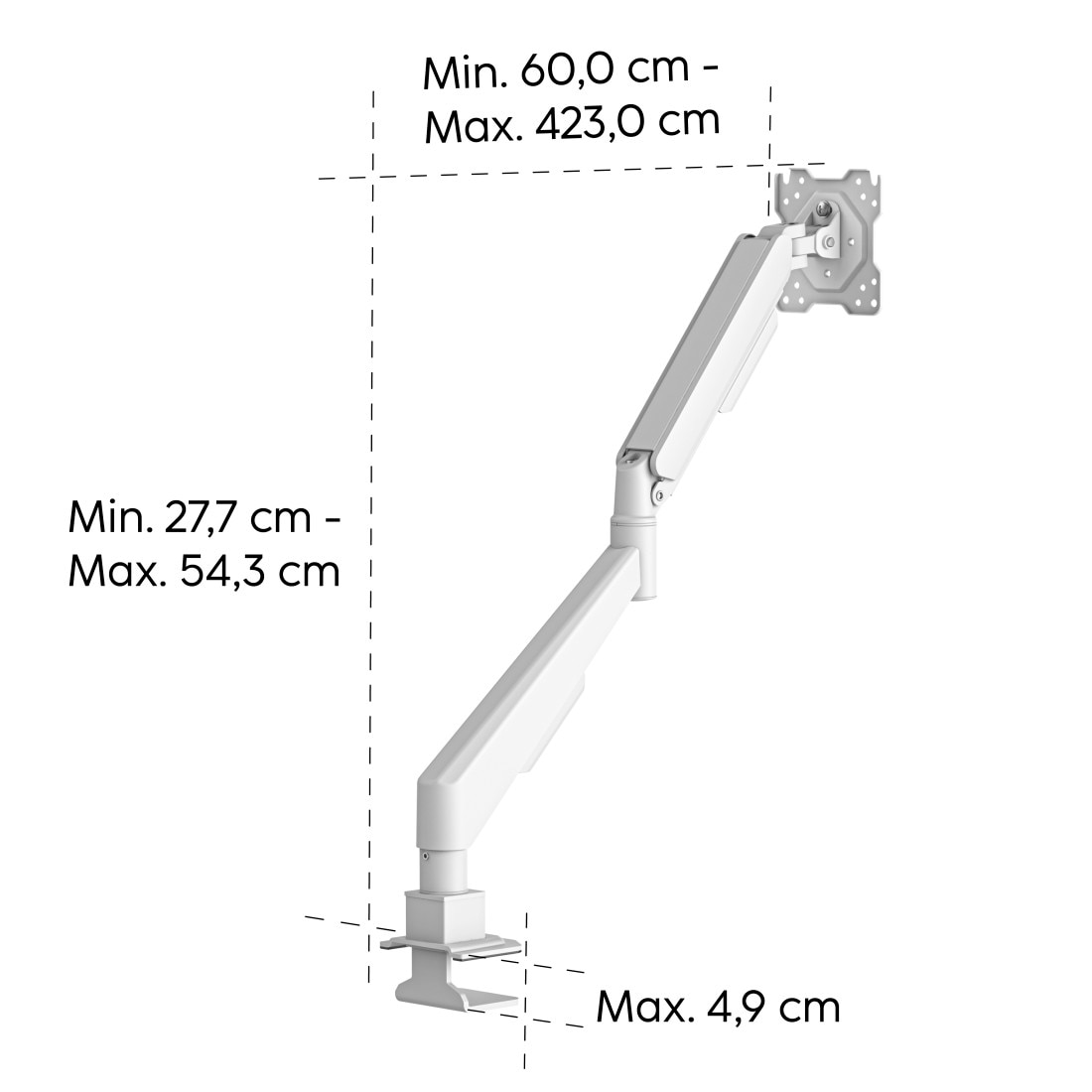 Hama Monitor-Halterung »Monitorhalterung höhenverstellbar für 17 bis 35 Zoll Monitore« bis 89 cm Zoll Gasfeder, 360° Rotation, Kabelmanagement, VESA, Klemmmontage
