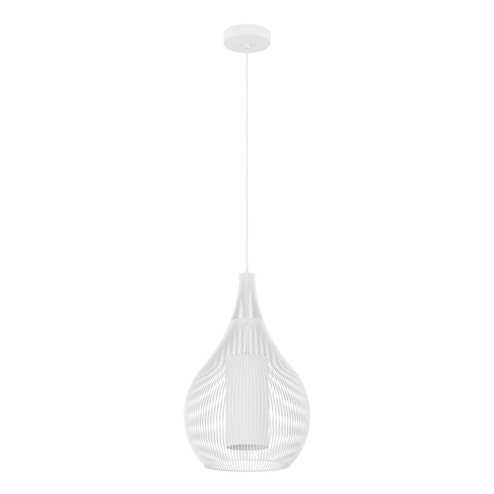 EGLO Hängeleuchte »RAZONI 1 Pendellampe, Stahl und Glas, IP20, E27, Hängelampe, Lampe«, 1 flammig, Leuchtmittel E27 | ohne Leuchtmittel, Hängeleuchte - H110 x Ø32,5 cm - weiß - 1X40W exkl.
