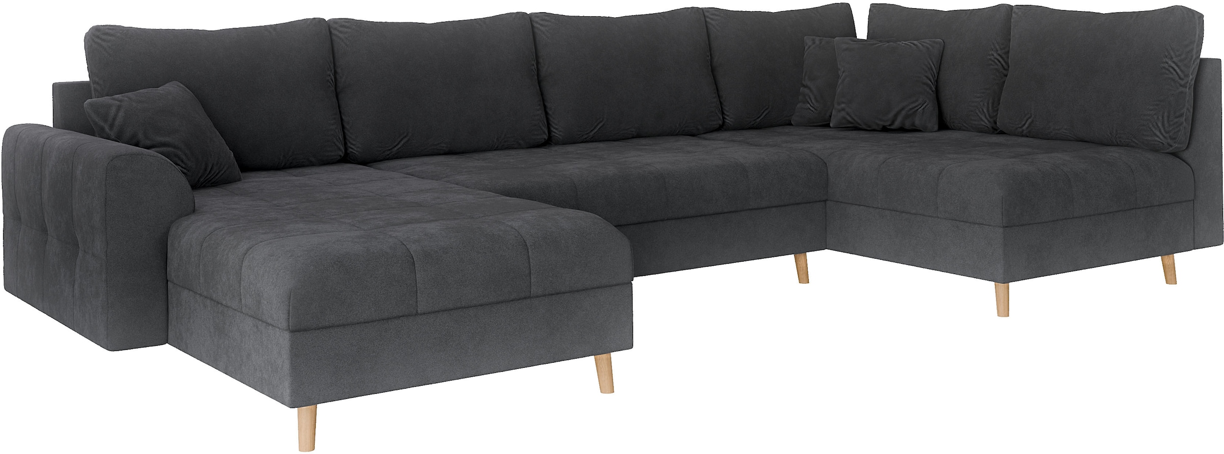 Home affaire Wohnlandschaft »CHARRE U-Form mit Ottomane, Maße B/T/H: 310/161/81 cm«, feine Steppung, lose Rücken- und Zierkissen, auch in Cord und Bouclé