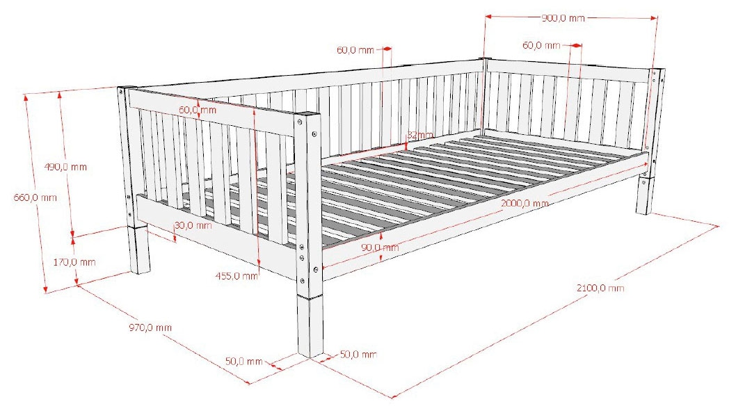 Vipack Kinderbett »Dallas, Massivholzbett, umbaubar vom Boden- zum Daybett« inkl. Rolllattenrost und Sprossenumrandung, 90 oder 140x200 cm breit,  stabil und standfest gebaut, wahlweise Kiefer massiv natur oder weiß