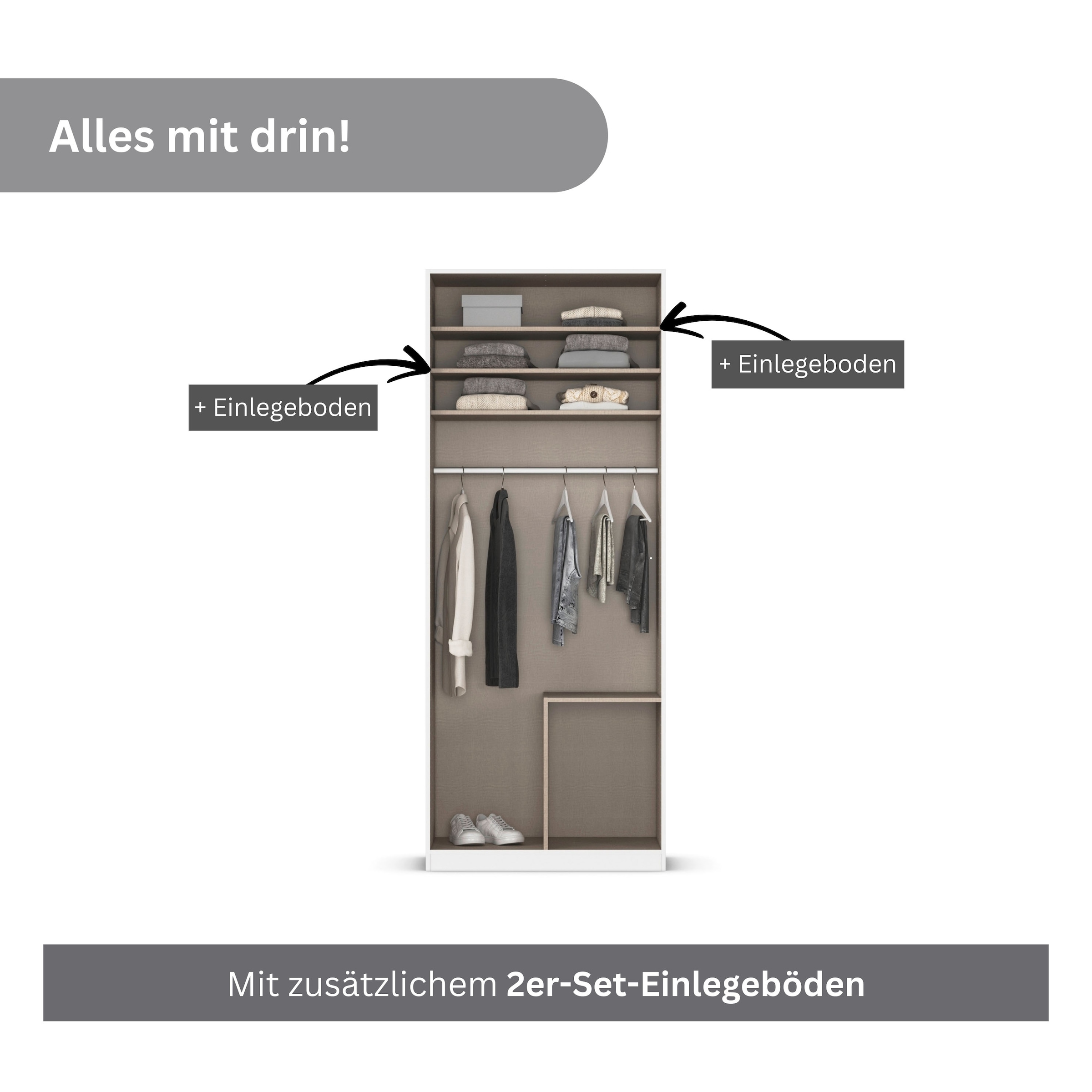 rauch Drehtürenschrank »Kleiderschrank Schrank Garderobe AGORDO mit Dekor- oder Hochglanzfront«, mit Außenschubkästen, in 6 Breiten und 2 Höhen MADE IN GERMANY