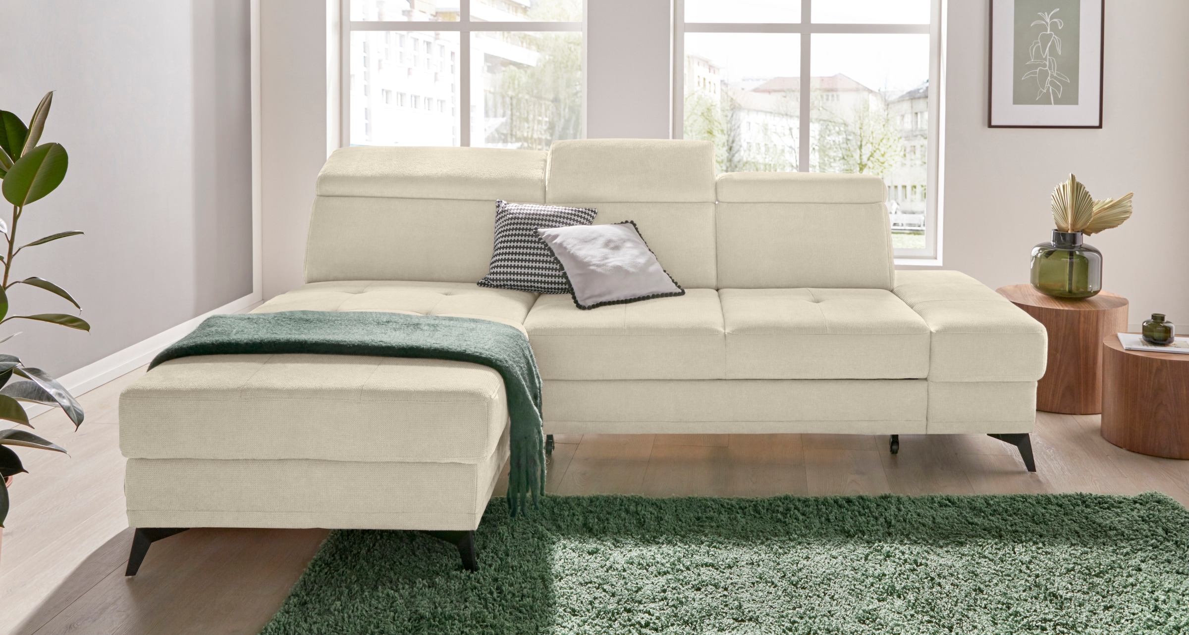 Home affaire Ecksofa »Cardiz L-Form« inkl.Kopfteilverstellung und Federkern günstig online kaufen