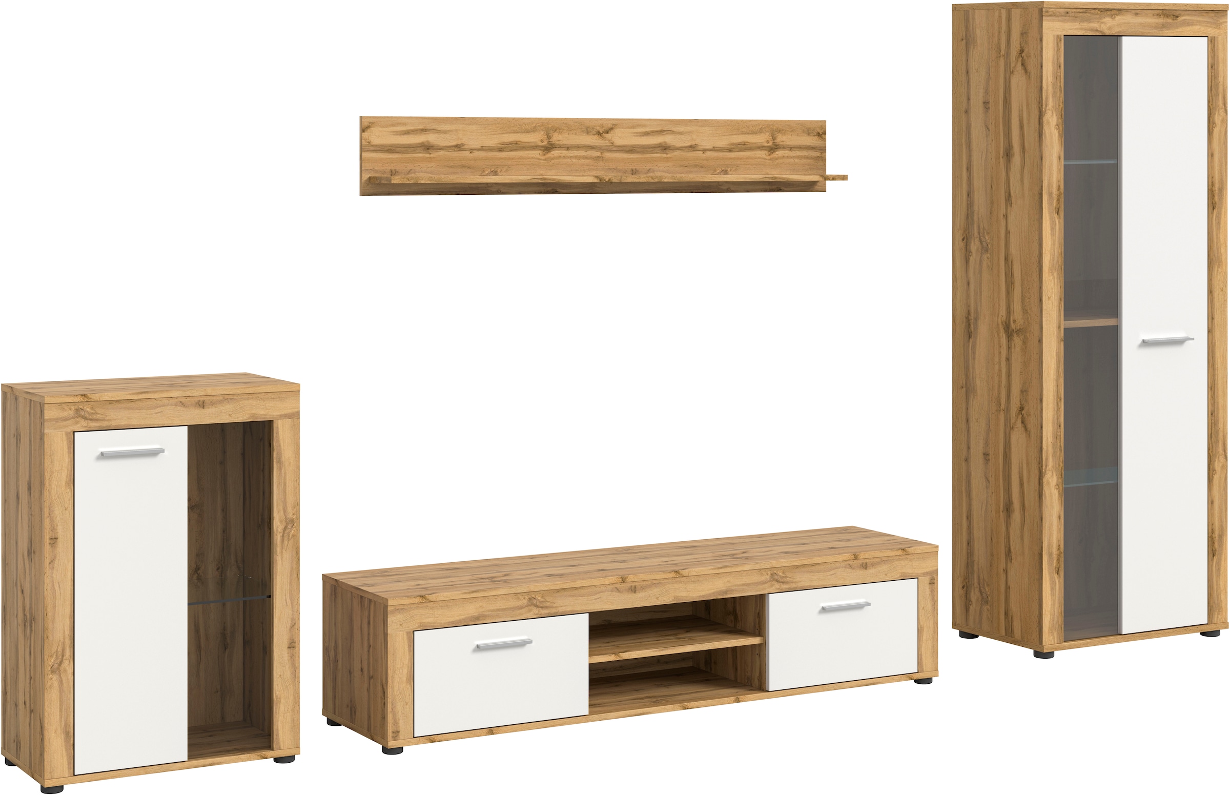 INOSIGN Wohnwand »Aosta, 4-tlg., best. aus: Vitrine, Lowboard, Wandboard & günstig online kaufen