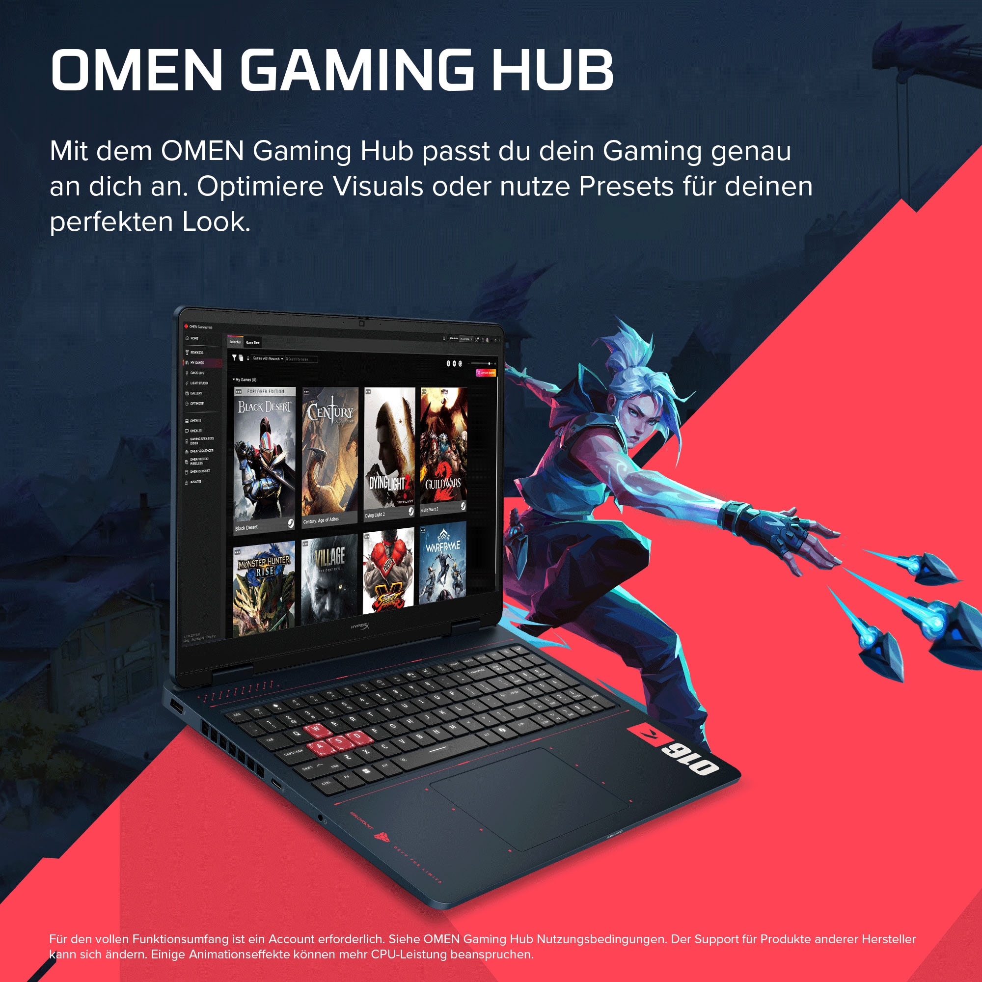 HP Gaming-Notebook »16-ap1099ng« 40,6 cm / 16 ″ AMD Ryzen 9 GeForce RTX 5070 1.000 GB SSD