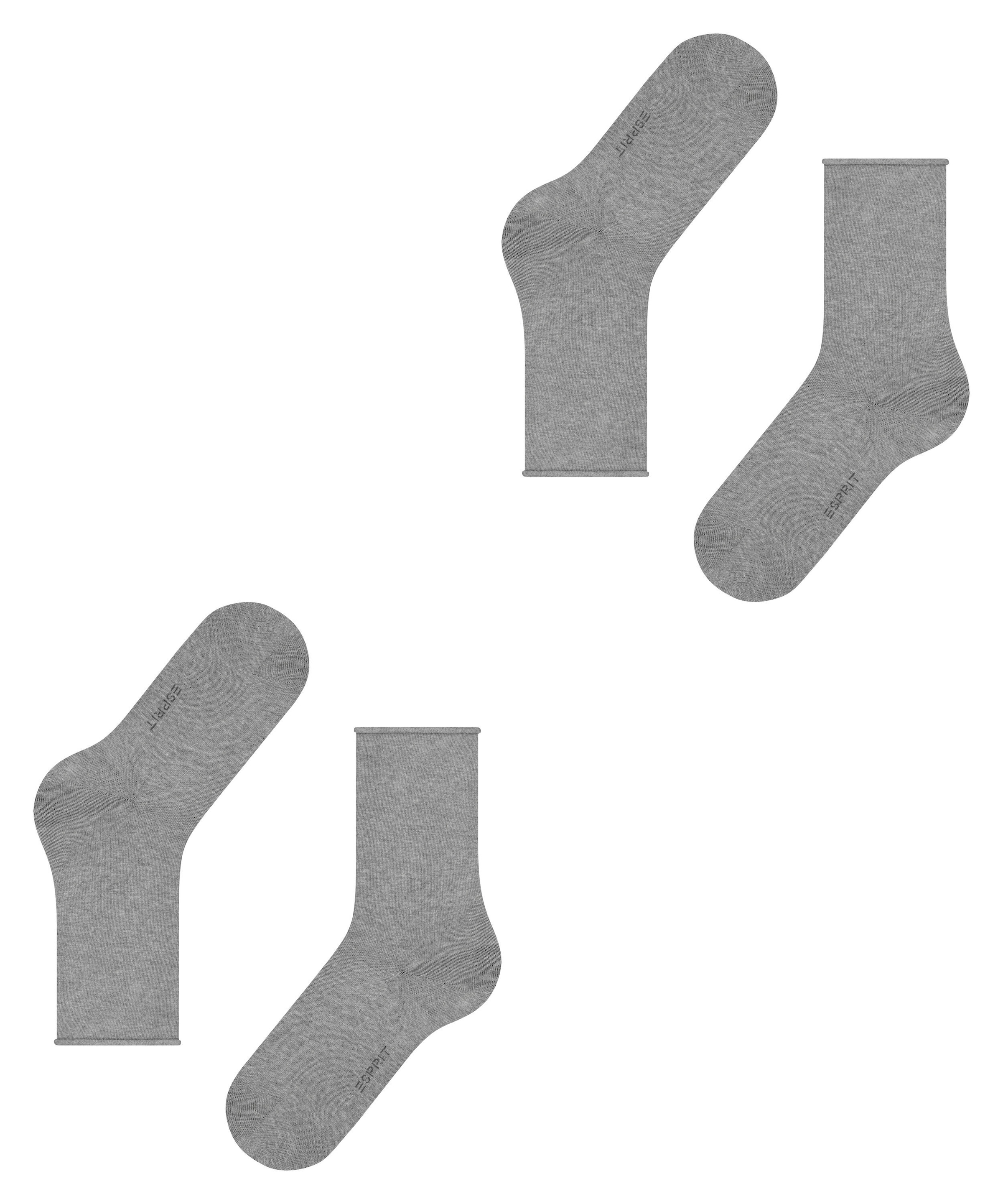Esprit Socken »Basic Pure« 2er Pack, 2 Stk. tlg. ohne einschneidendes Bündchen, Basic-Socke, Uni-Strümpfe atmungsaktiv