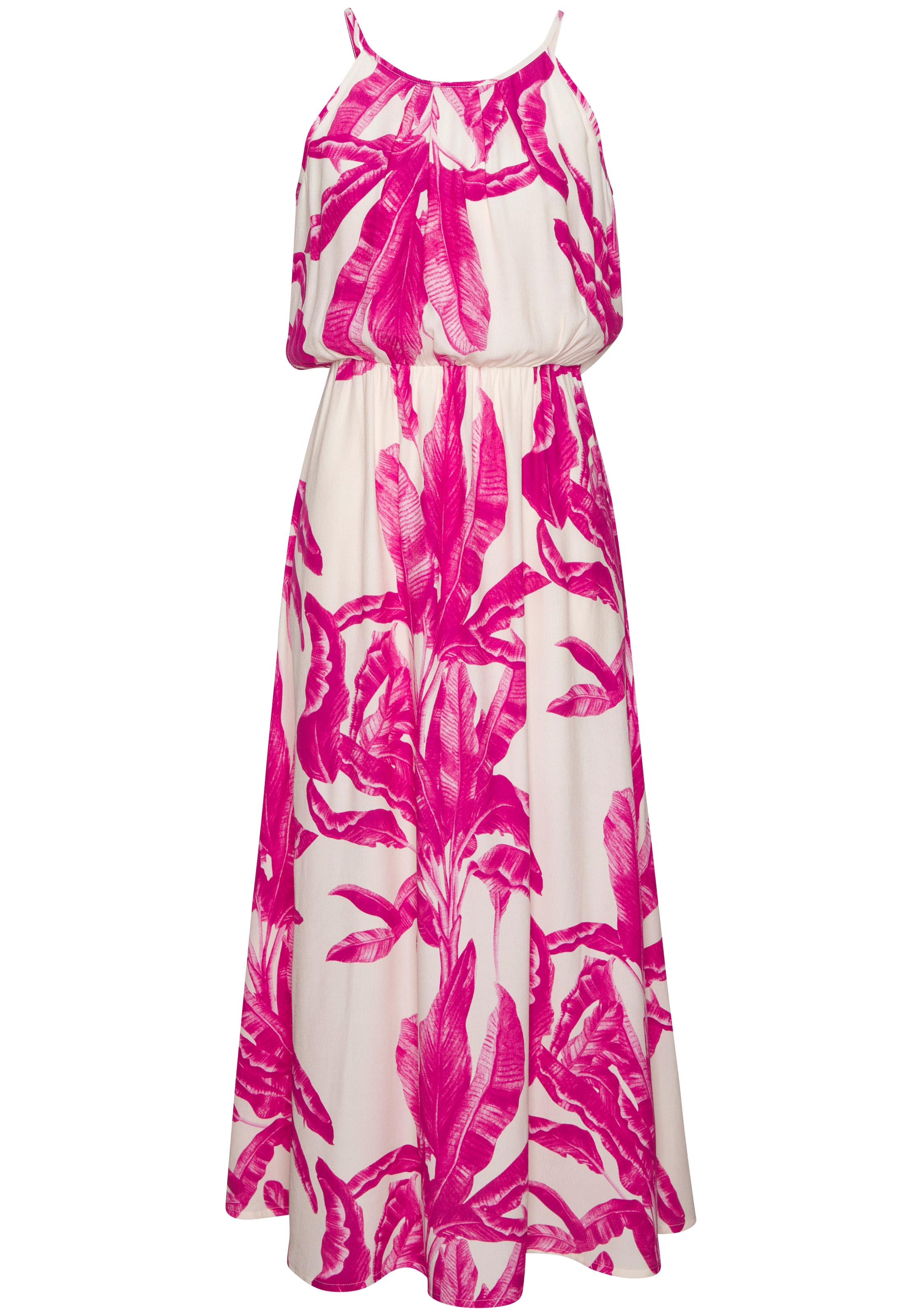LASCANA Maxikleid »mit Alloverprint und Knopfleiste hinten, aus gewebter Viskose« luftiges Sommerkleid, elegantes Webkleid, casual