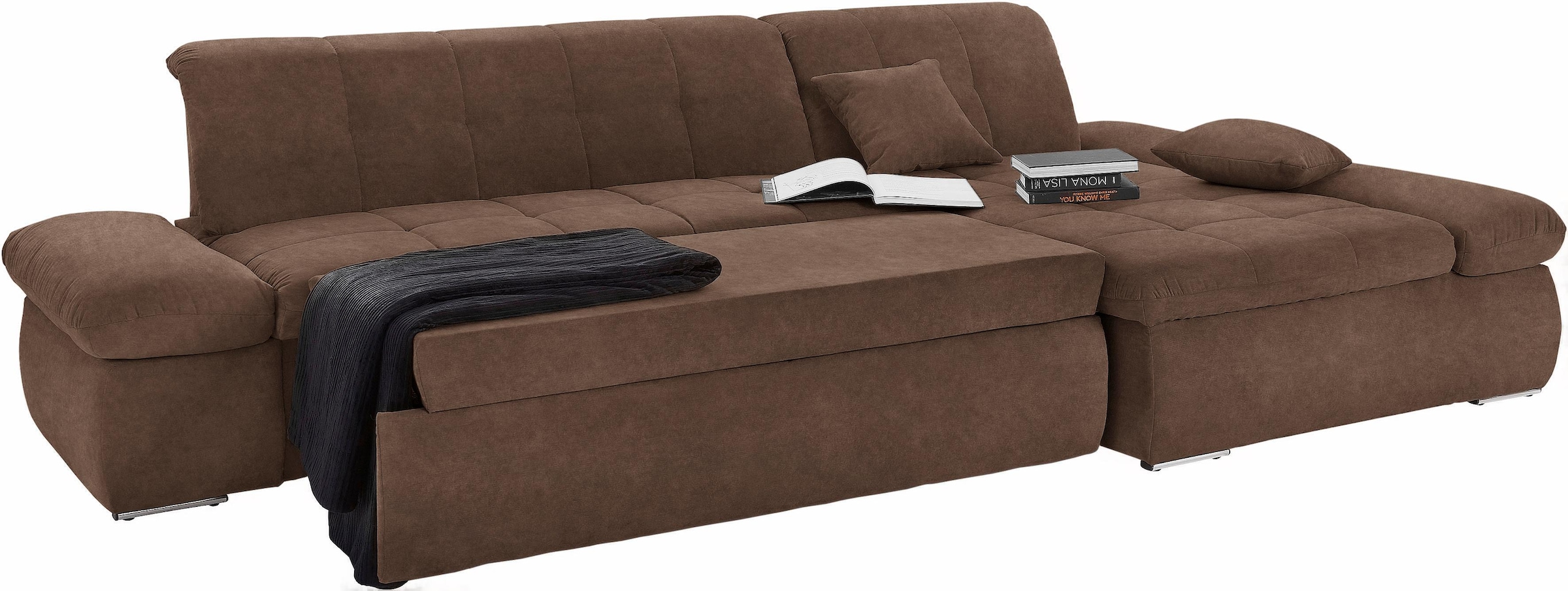 DOMO collection Ecksofa »NMoric XXL, B/T/H: 300/172/80cm, L-Form«, wahlweise mit Bettfunktion und Armlehnverstellung