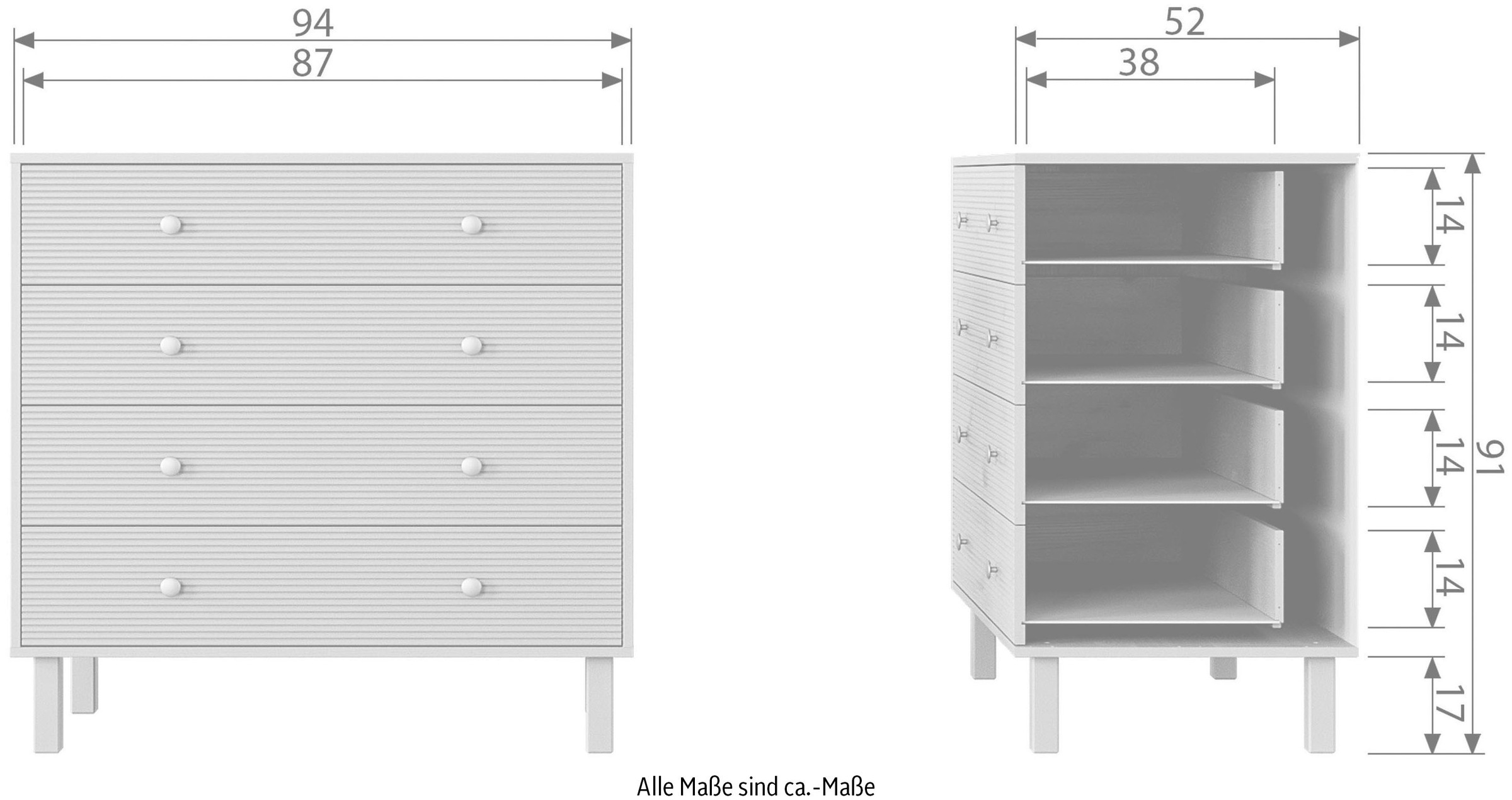 WOOOD Sideboard »Madu«, Schubladen-Kommode, H 91 cm x B 94 cm