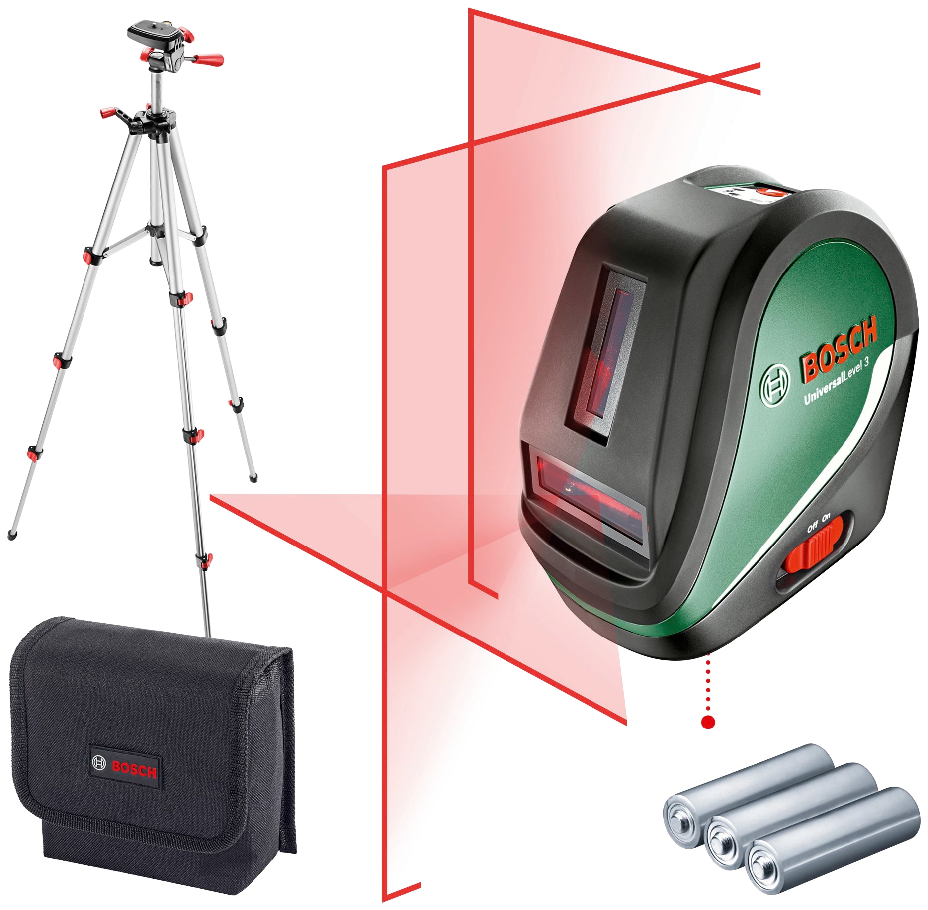 Bosch Home & Garden Kreuzlinienlaser »UniversalLevel 3«, Max. Reichweite: 10m, mit Stativ