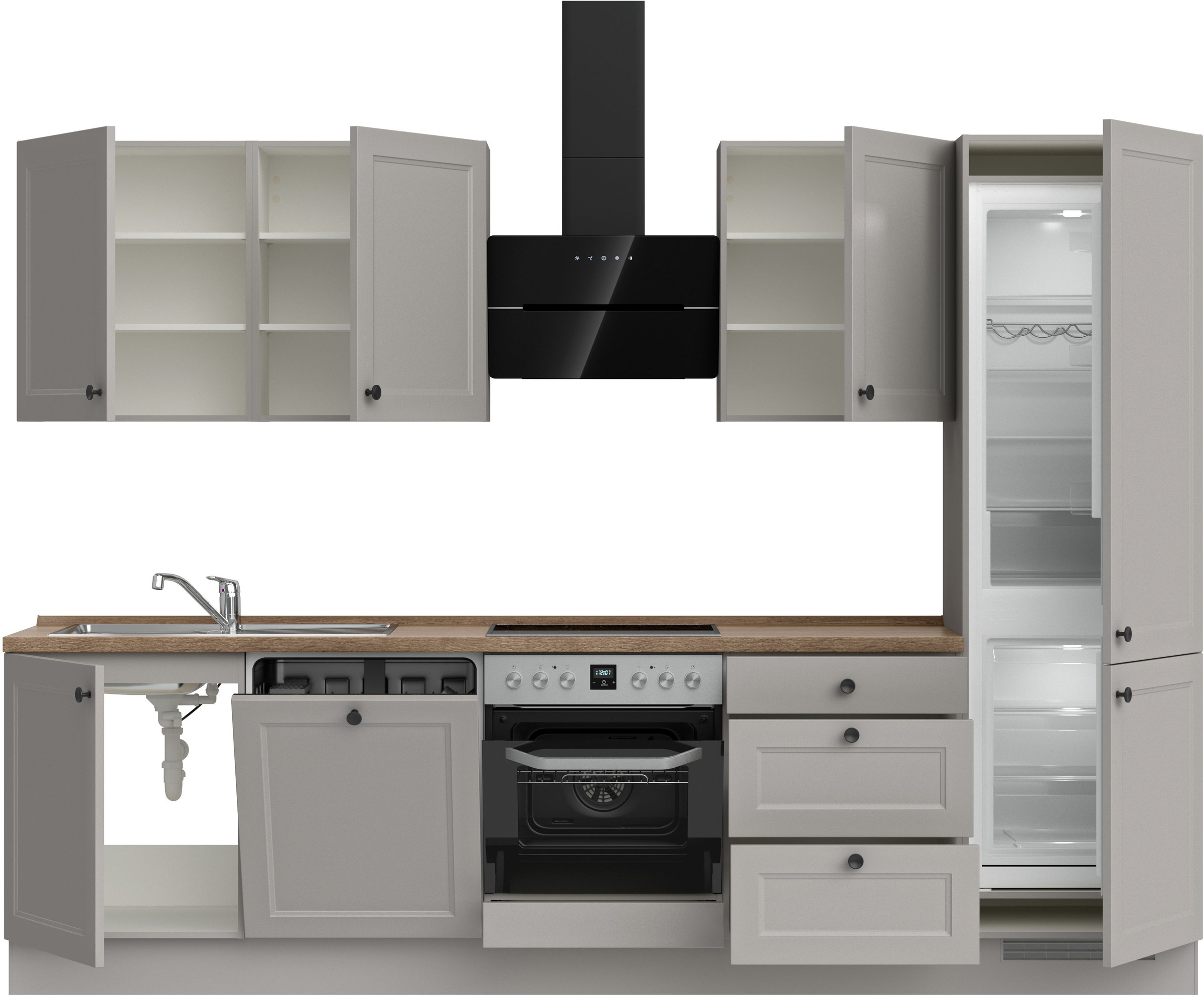 nobilia® Küchenzeile »"Cascada II"«, vormontiert, Breite 300 cm, Ausrichtung wählbar, wahlw. mit E-Geräten