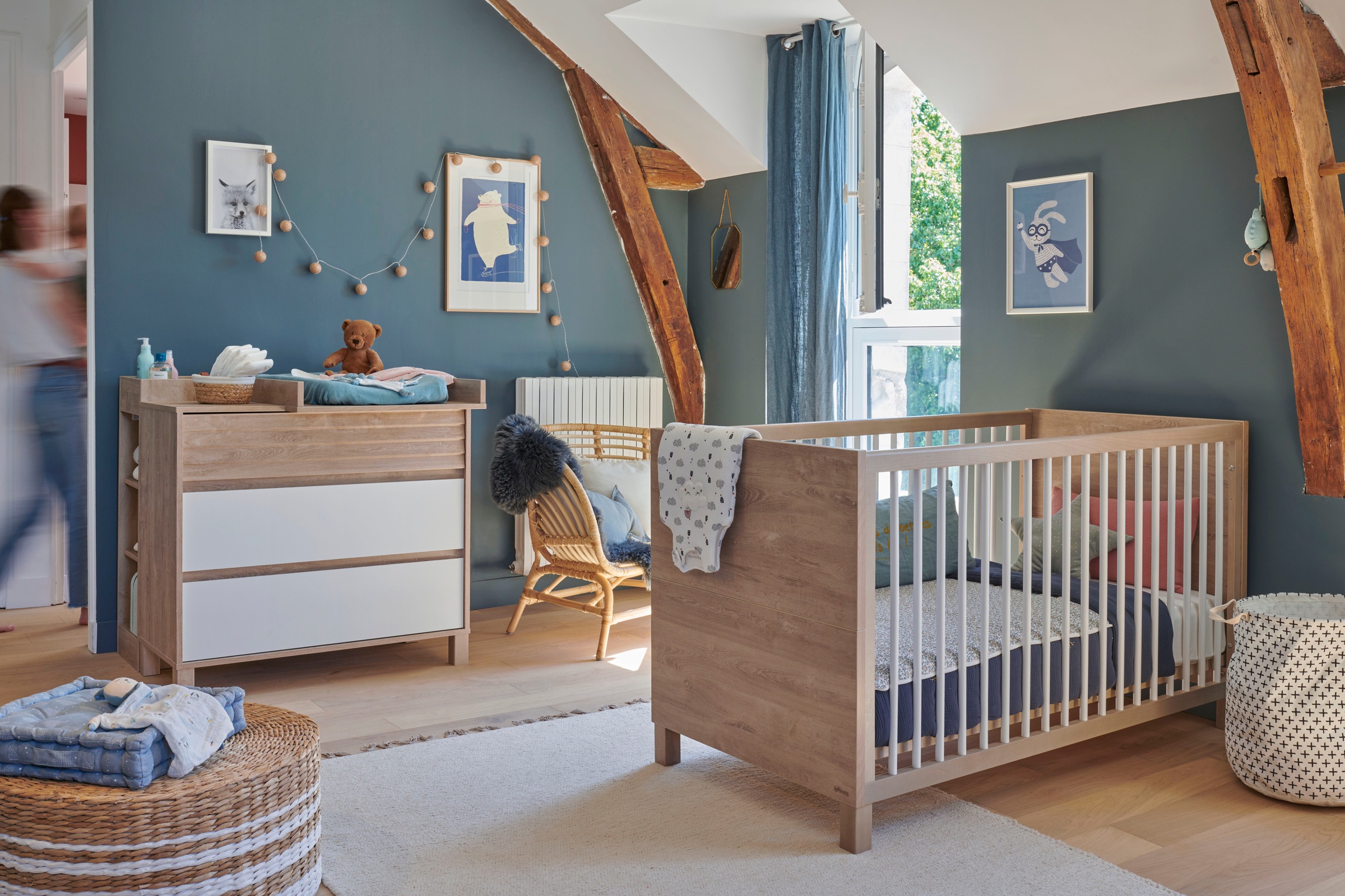 GAMI Babyzimmer-Komplettset »Achille Set N°2« 4 Stk. tlg. Praktisches und funktionales Babyzimmer Blond Eiche Nachbildung