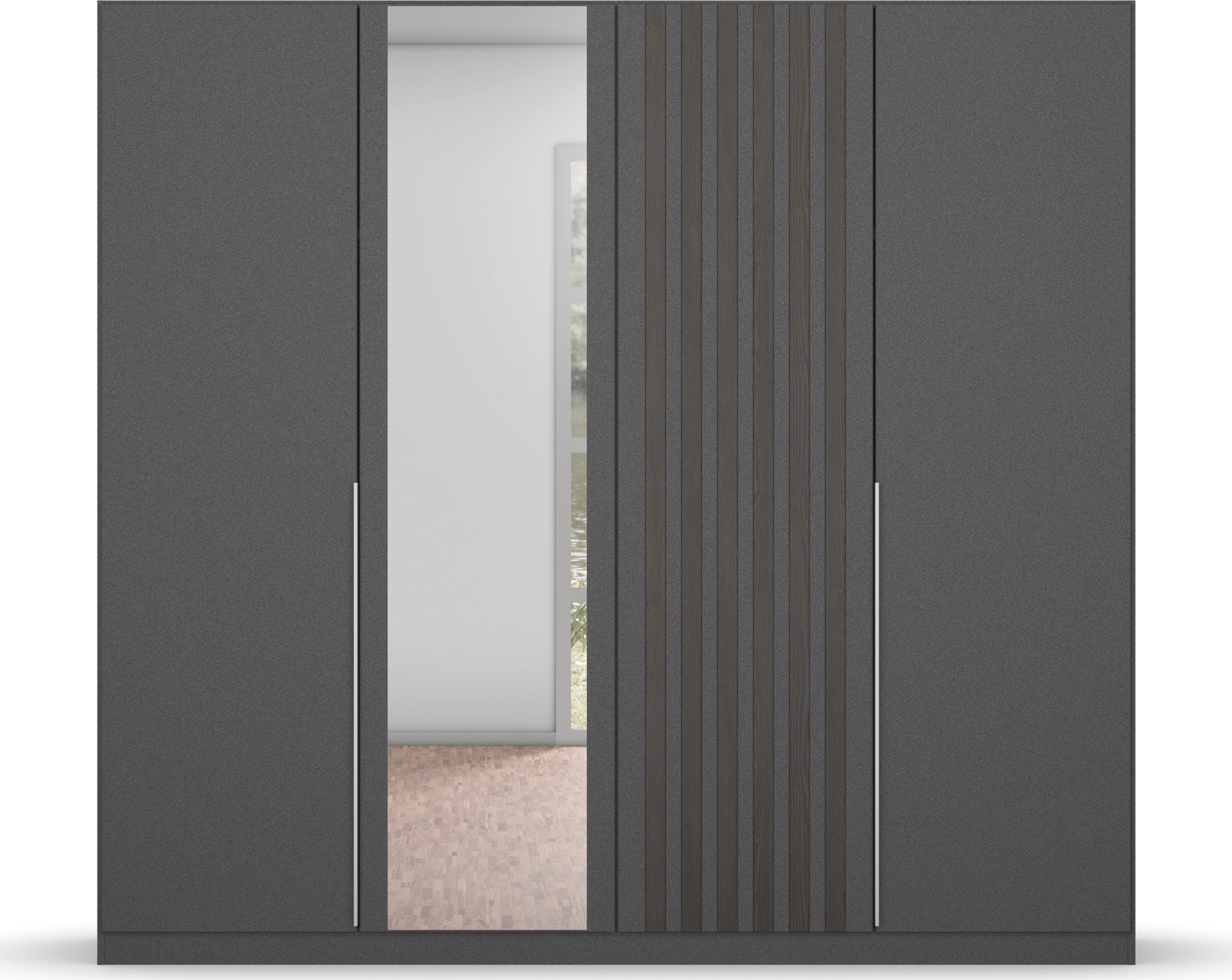 rauch Drehtürenschrank »Kleiderschrank Schrank Garderobe Garderobenschrank LAMELLA«, elegante Lamellen-Auflage in 3D Akustikpaneel Optik MADE IN GERMANY