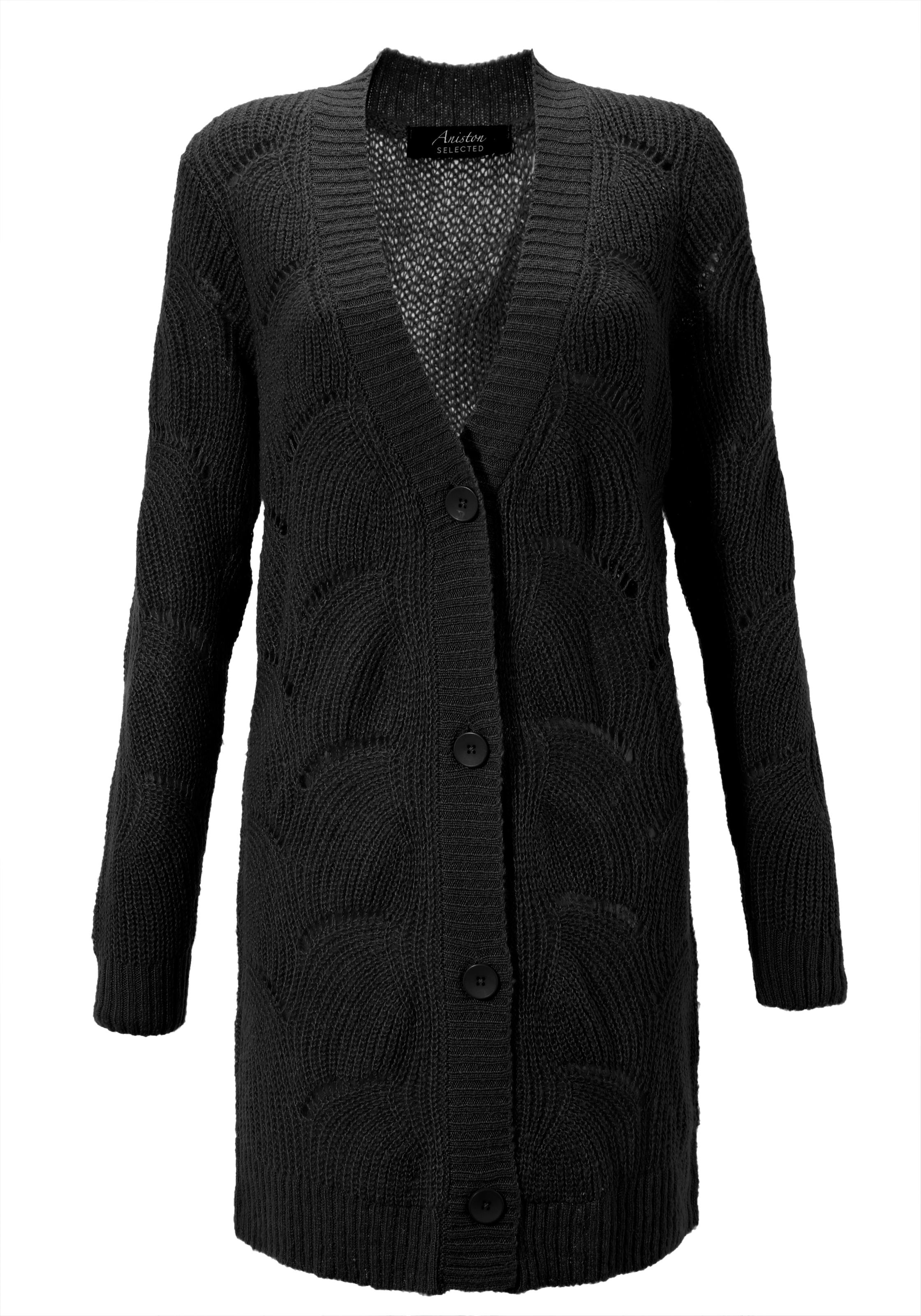 Aniston SELECTED Longstrickjacke, mit Lochstrick-Muster