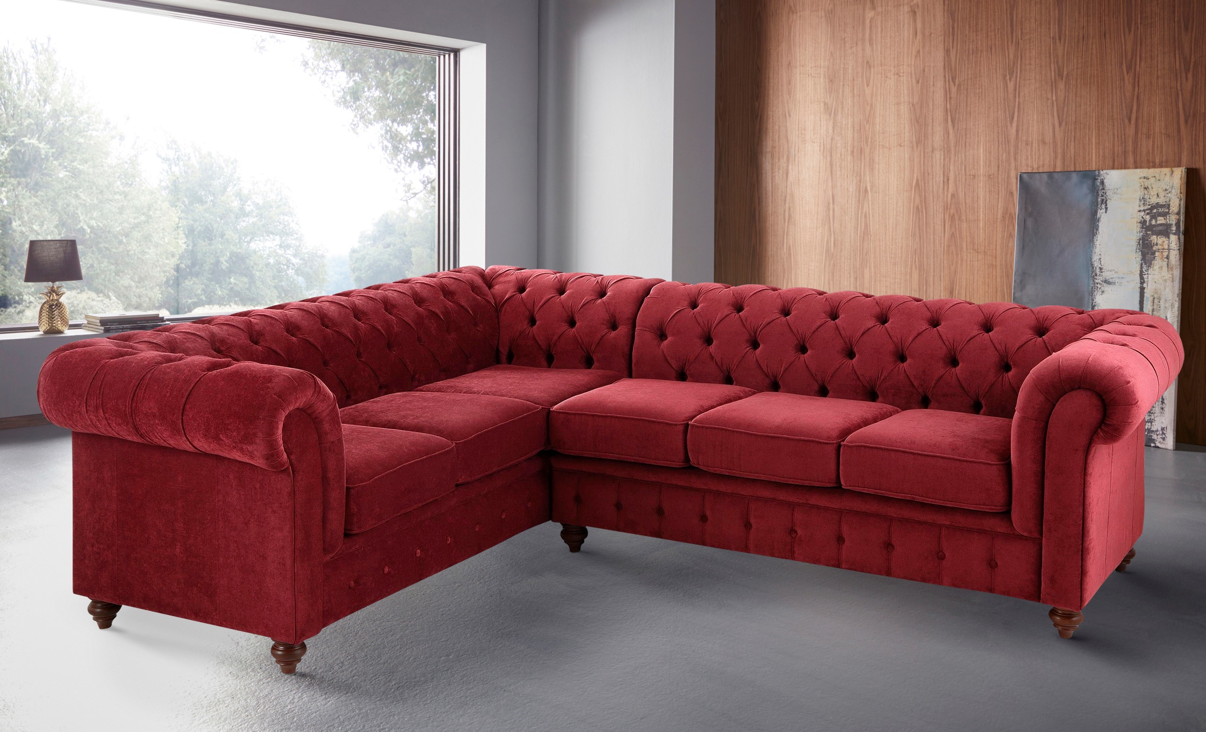 Home affaire Chesterfield-Sofa »Chesterfield Ecksofa, auch in Leder L-Form«, hochwertige Knopfheftung, langer Schenkel links oder rechts wählbar